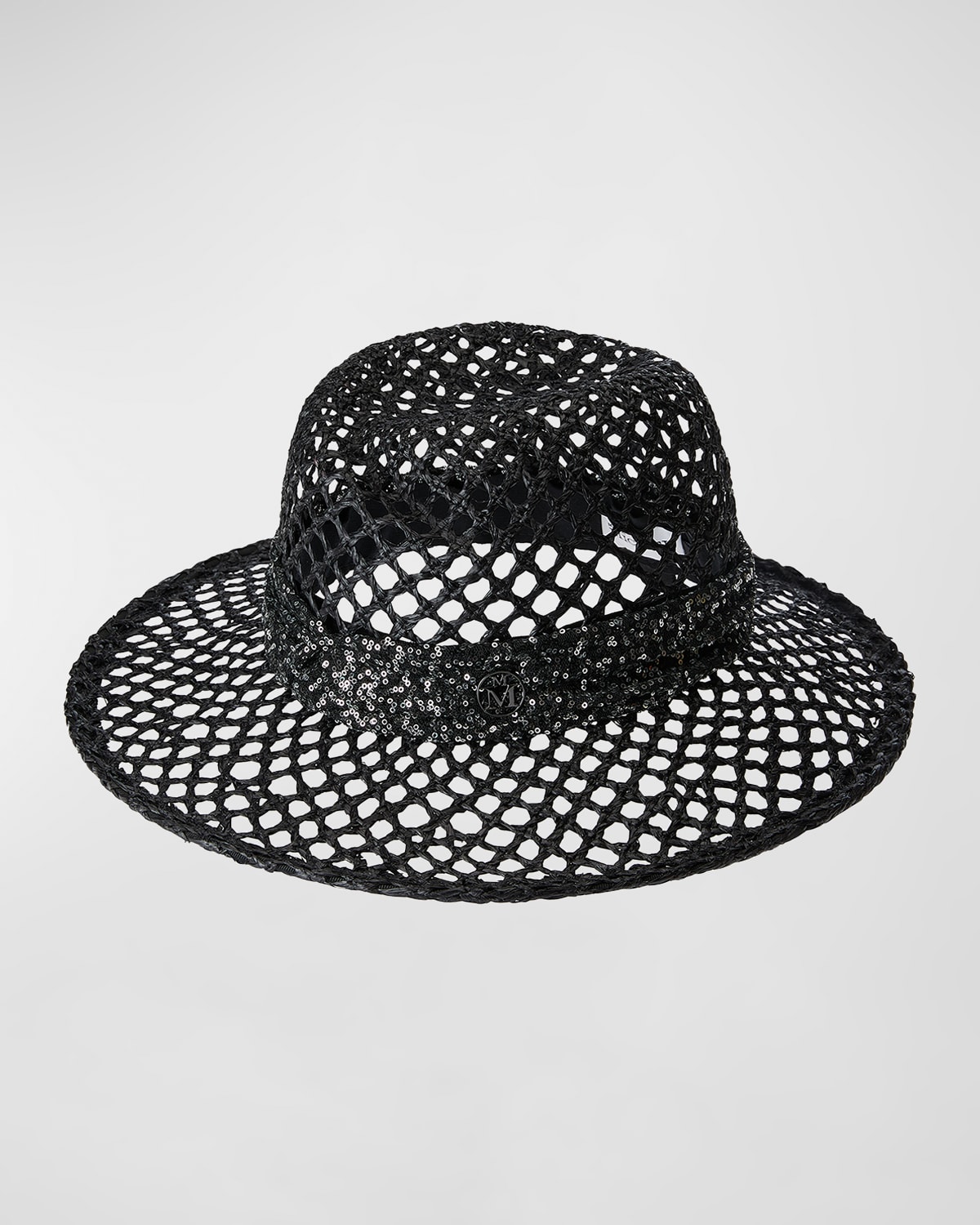 Virginie Cannage Straw Fedora With Sequined Belt