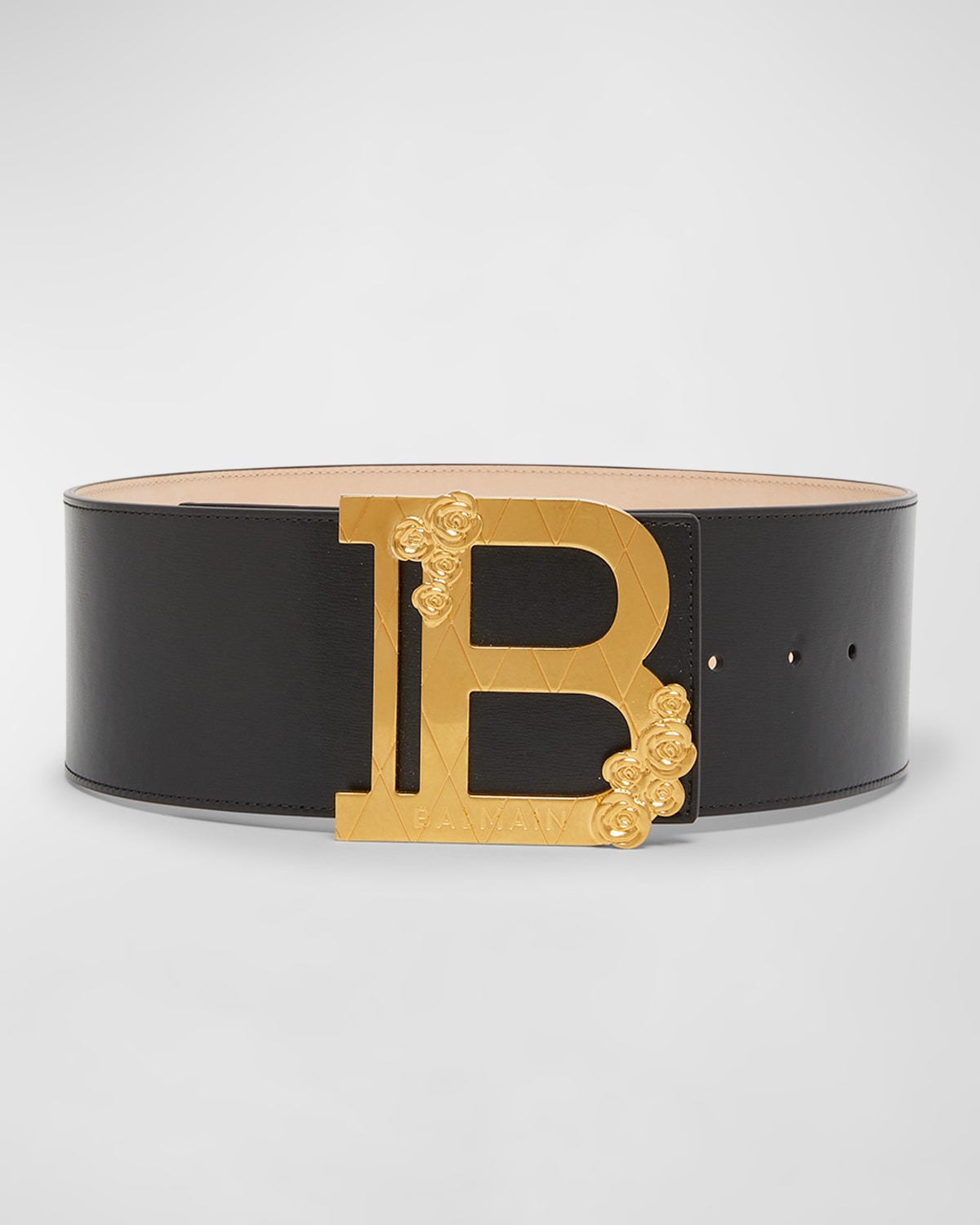 Floral B-Monogram Leather Waist Belt