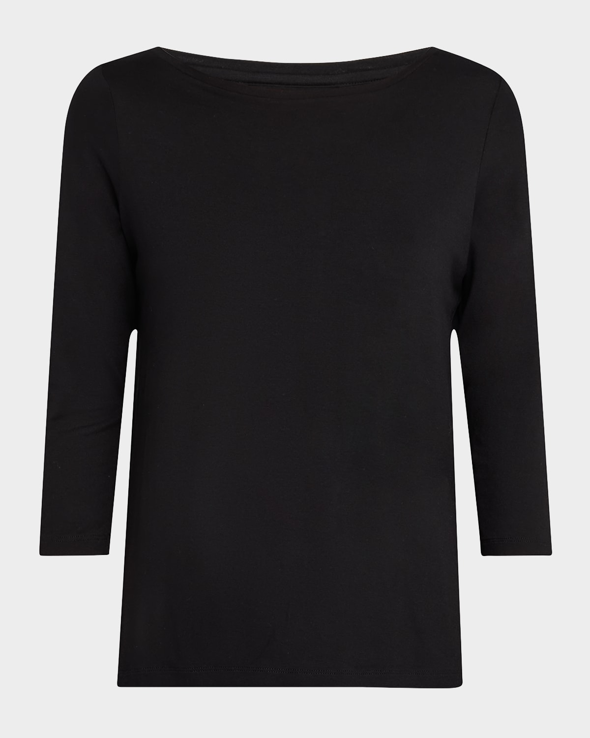 Majestic Three Quarter Sleeve Pleated Back Top In Noir