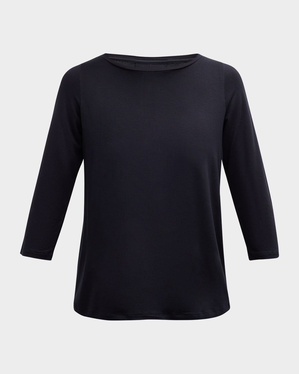 Majestic Soft Touch 3/4-sleeve Pleat Back Crewneck Tee In Marine
