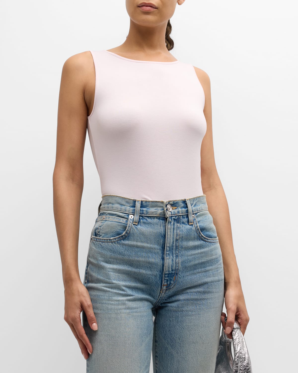 Shop Majestic Soft Touch Boatneck Tank Top In Petale