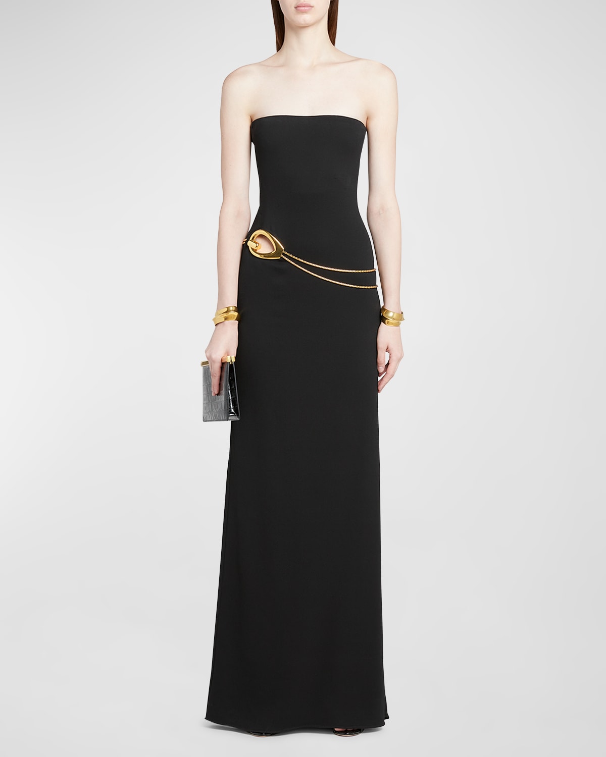 Shop Tom Ford Stretch Sable Strapless Evening Dress With Cutout Detail In Black