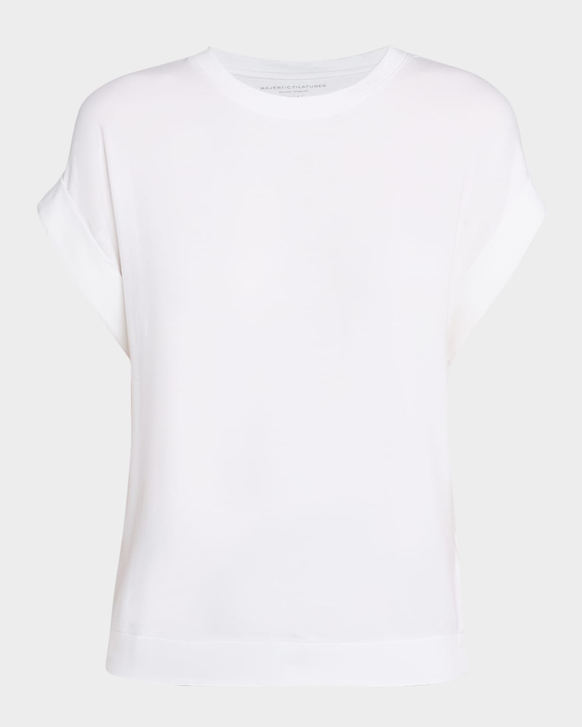 French Terry Rolled-Cuff Short-Sleeve Crewneck Tee
