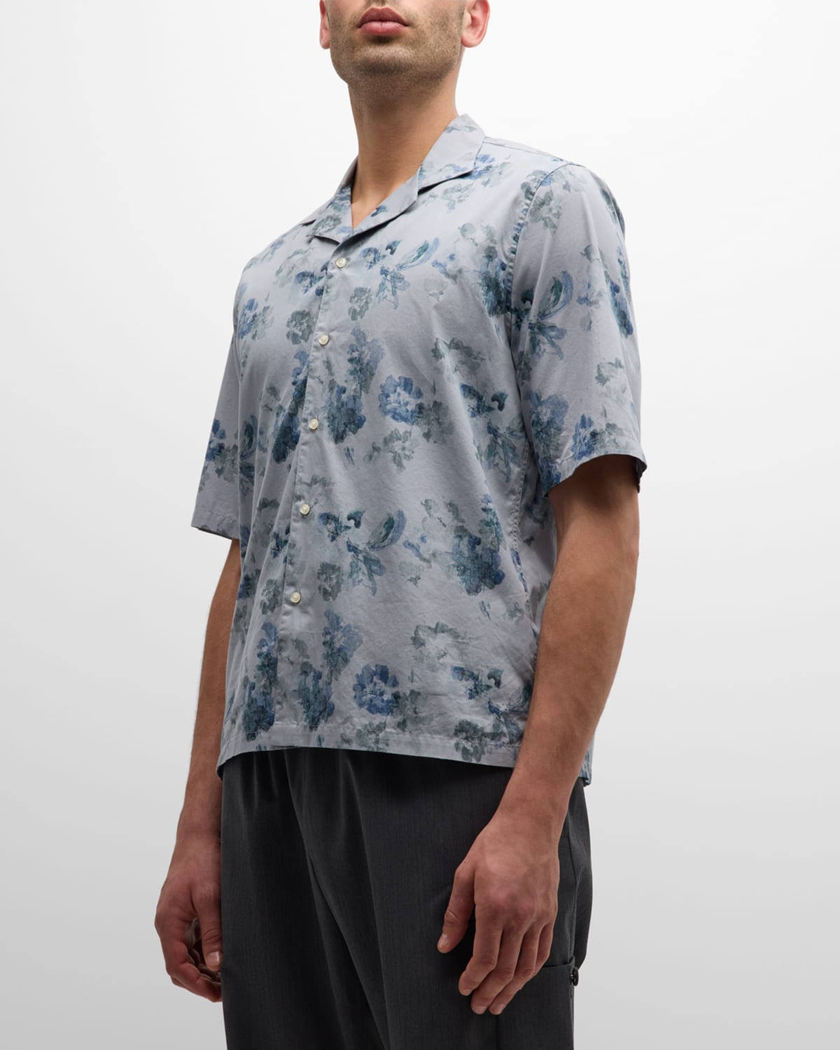 Men's Eren Flower-Print Camp Shirt