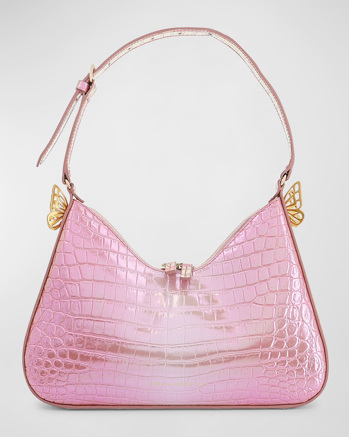 Mariposa Metallic Croc-Embossed Hobo Bag