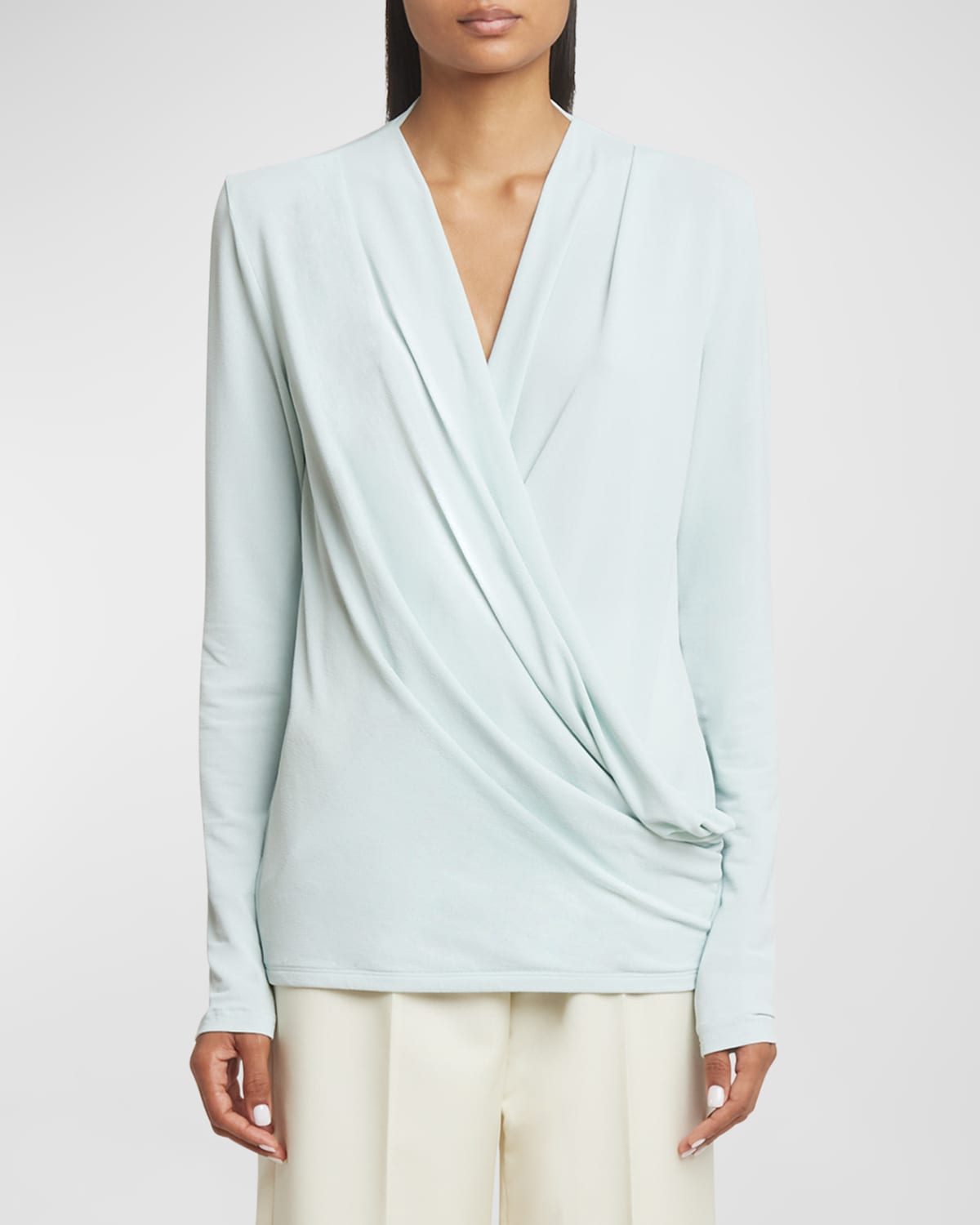 Shop Givenchy Draped Plunge Top In Frost