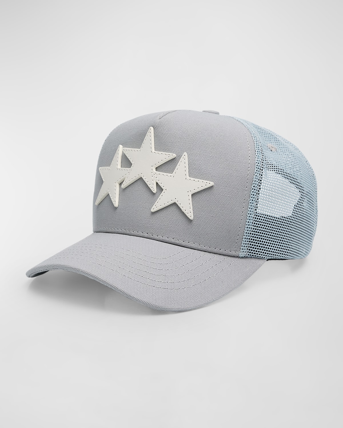 Shop Amiri Men's Three Star Trucker Hat In Grey