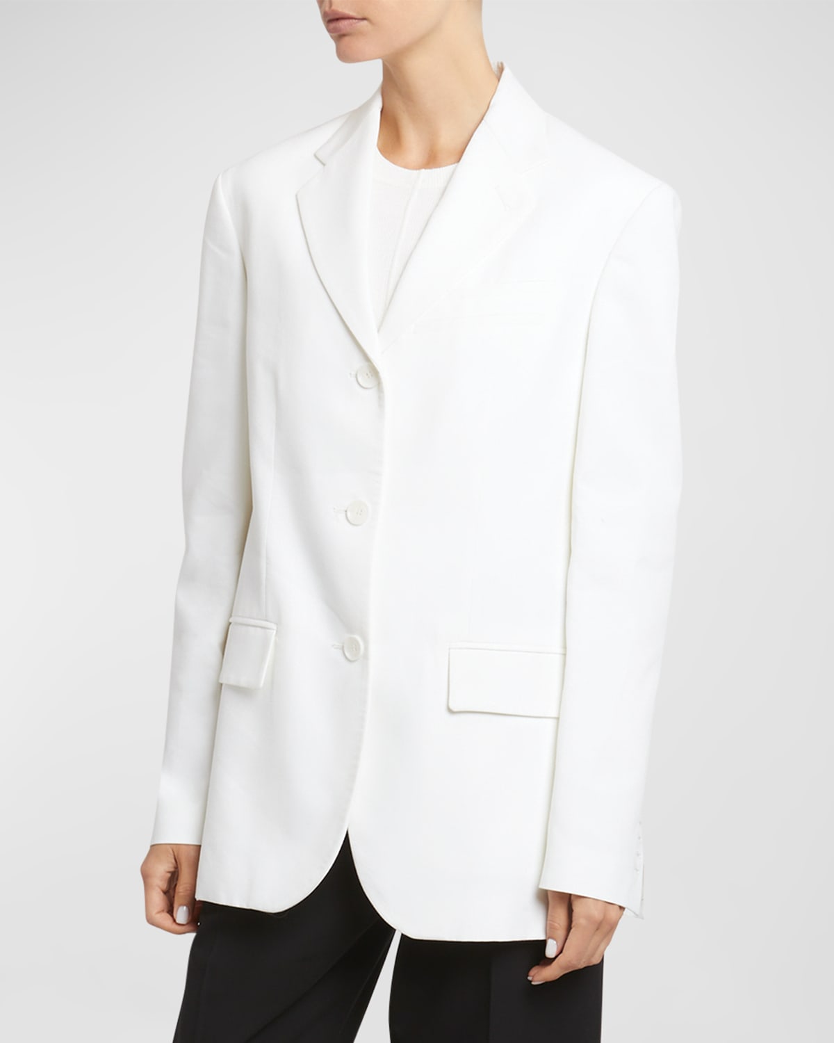 Proenza Schouler Sandis Cotton Viscose Suiting Blazer In White