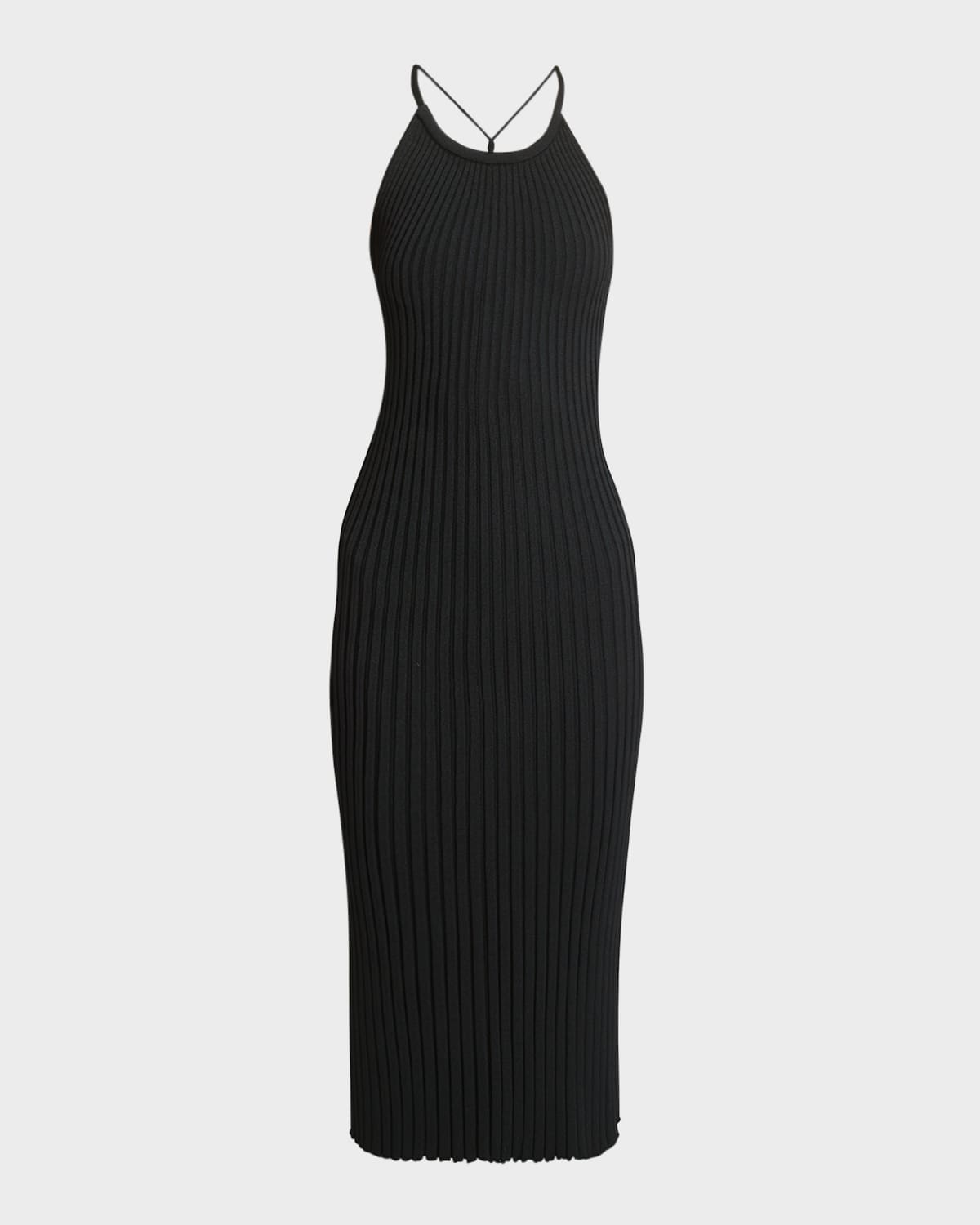 Proenza Schouler Vida Ribbed-knit Midi Dress In Black