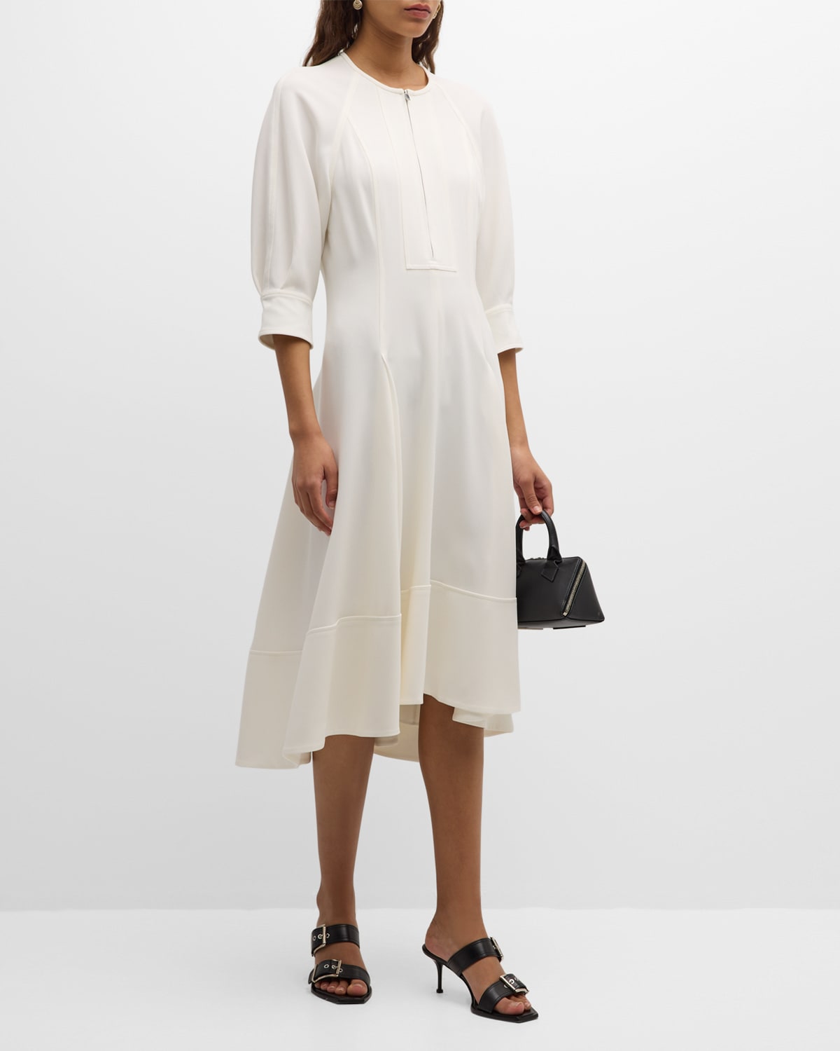 Shop Proenza Schouler Three-quarter Sleeve Matte Midi Dress In White