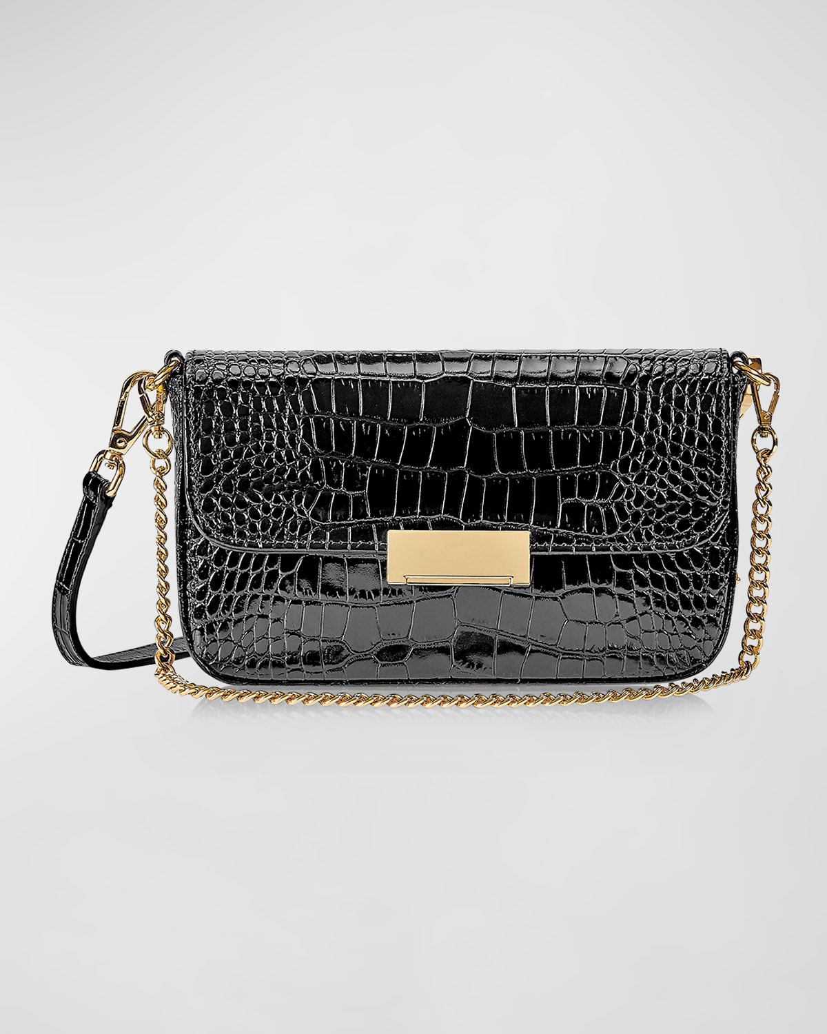 Willa Croc-Embossed Leather Clutch Bag