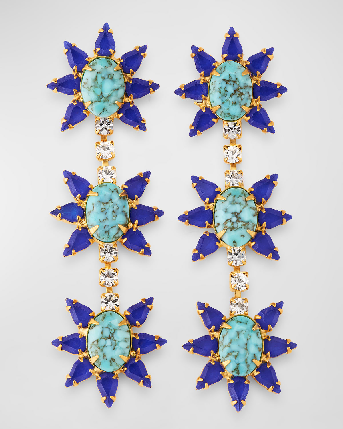 Shop Elizabeth Cole Steora Linear Crystal Earrings In Blue