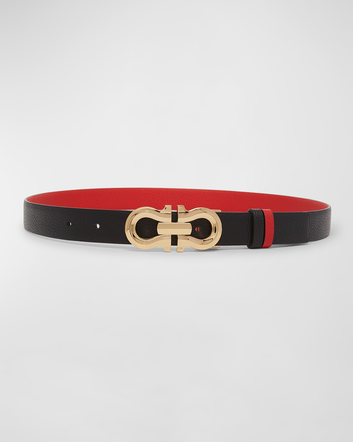 Shop Ferragamo Gancio Contour Reversible Leather Belt In Nero Flame Red