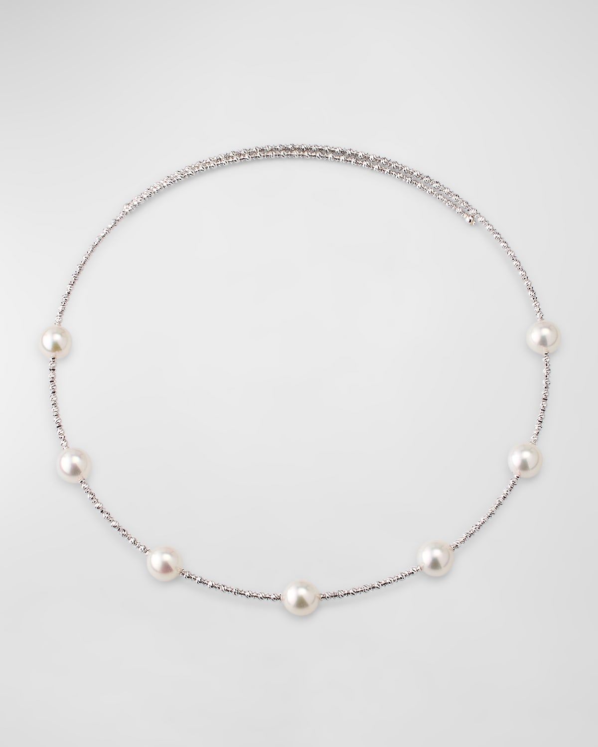 18K White Gold Sparkle Akoya Pearl Choker Necklace