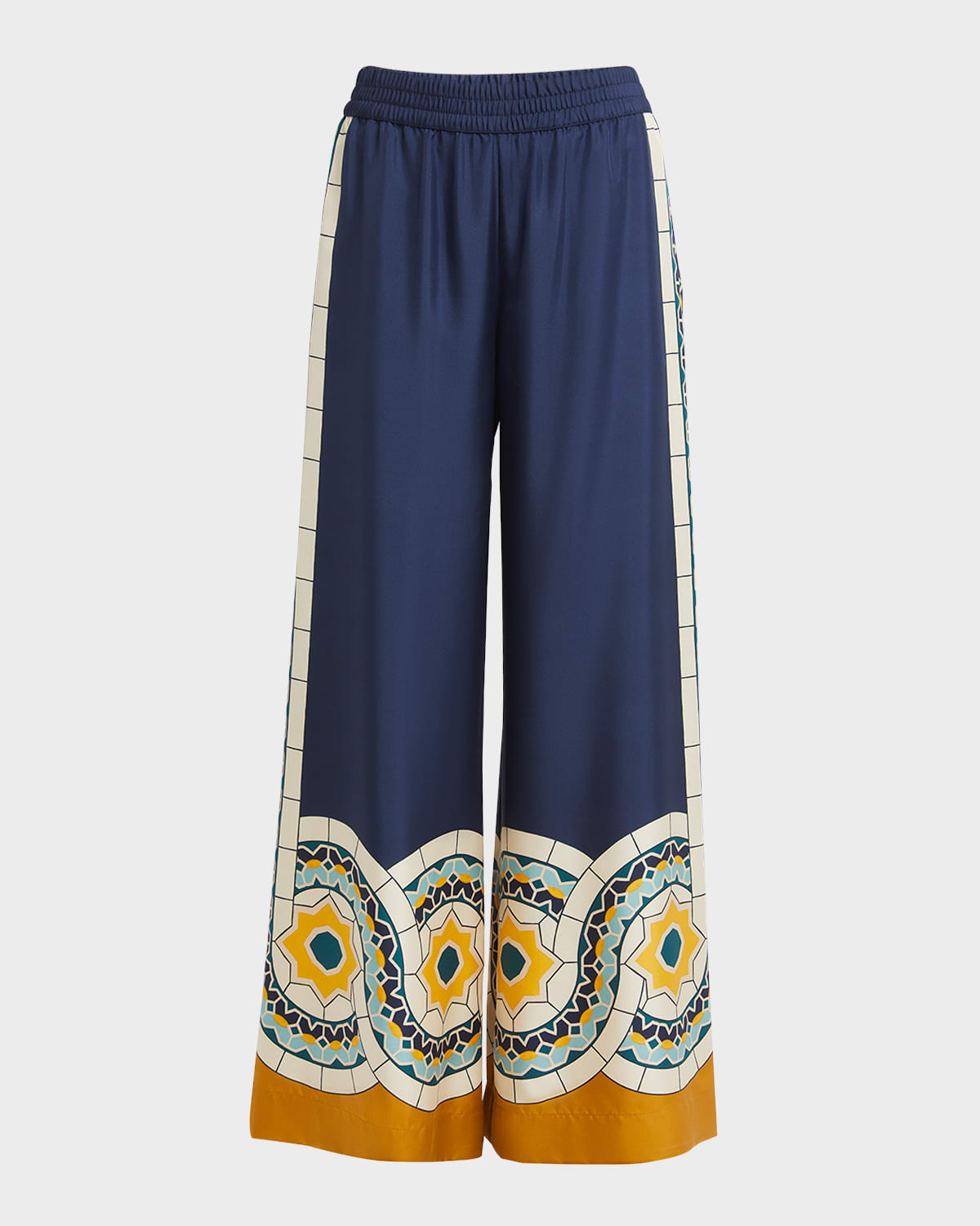 Shop La Doublej Placee Printed Palazzo Pants In Navy