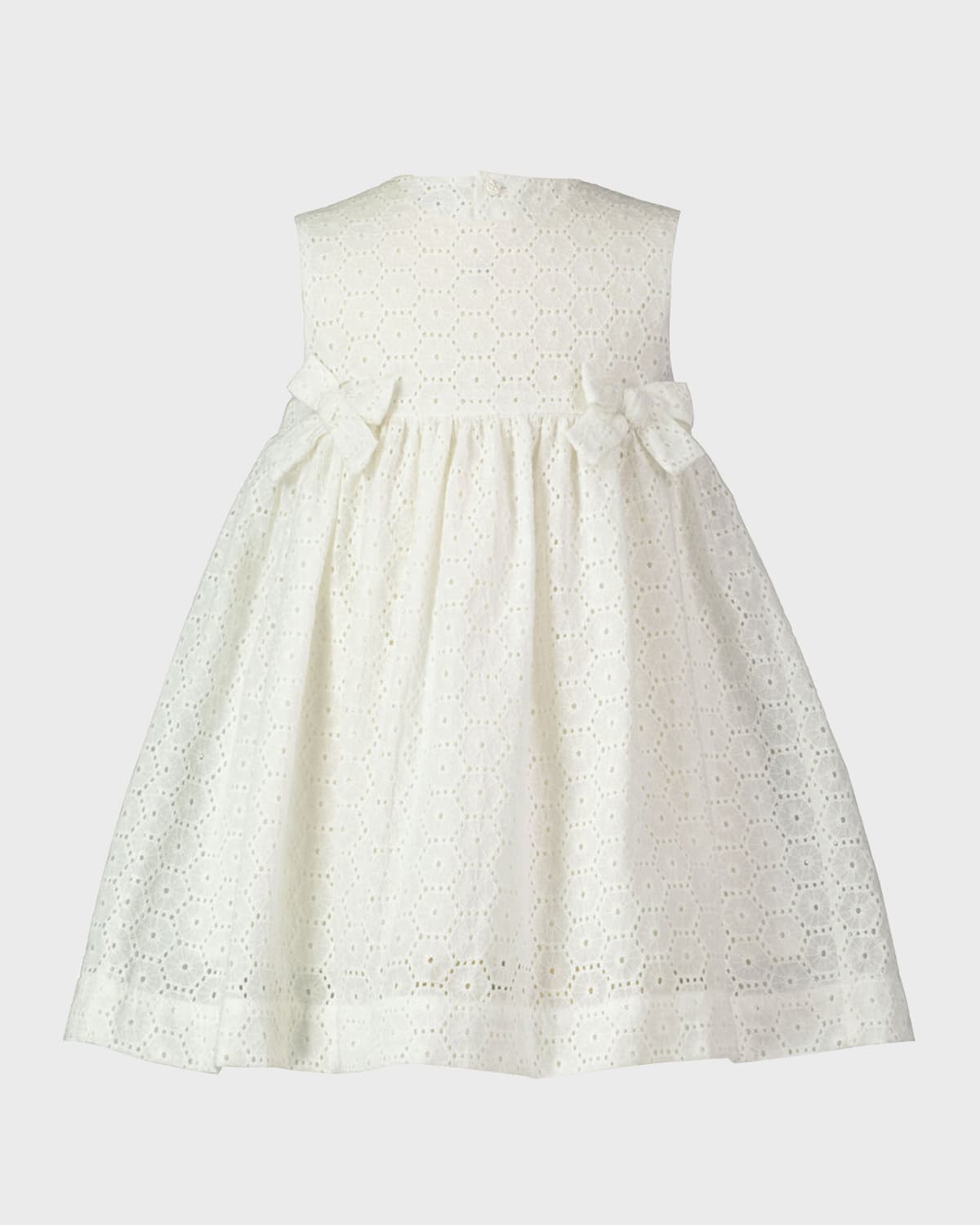 Rachel Riley Kids' Girl's Cotton Eyelet Bow Sleeveless Dress In White