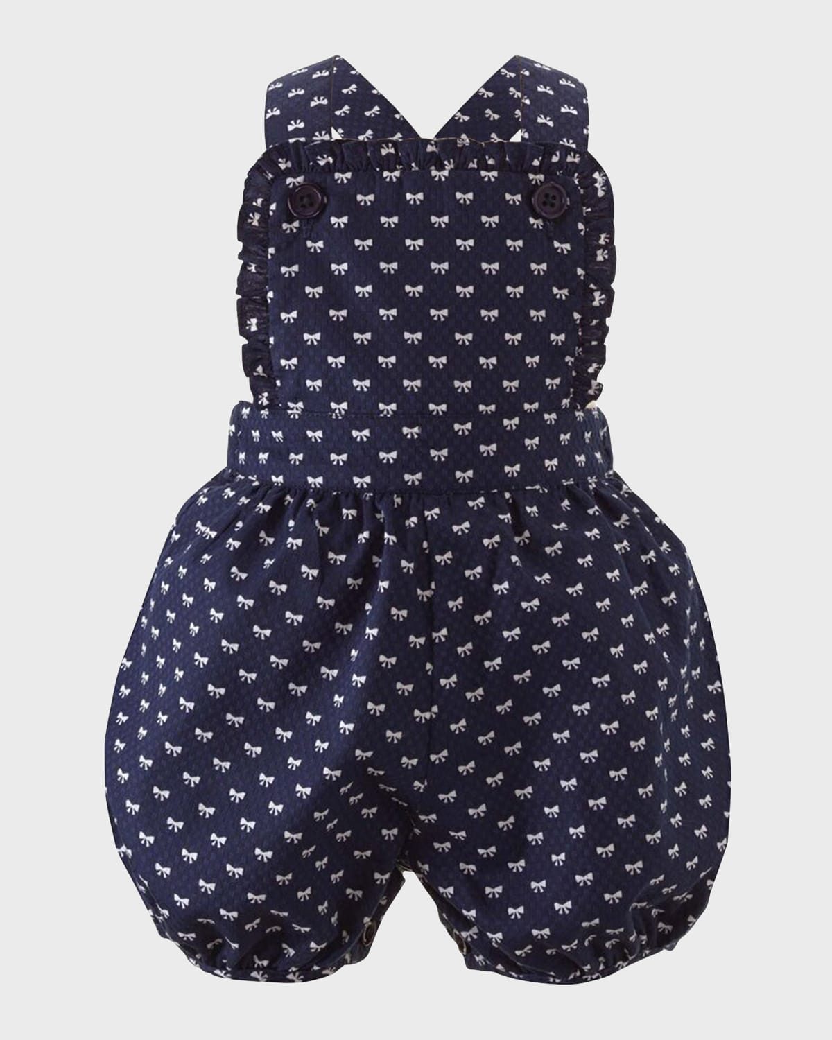 Rachel Riley Girl's Bow Dungarees In Navy