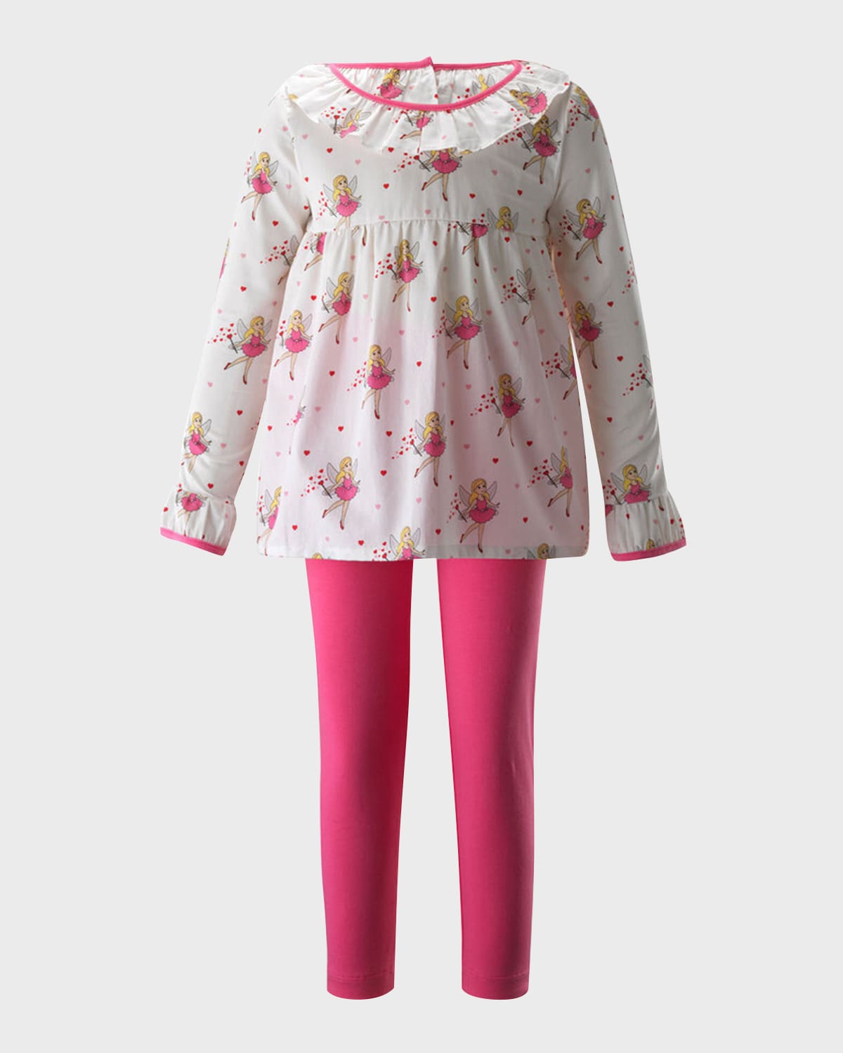 Rachel Riley Kids' Girl's Fairy Heart-print Long-sleeve Top And Leggings Set In White