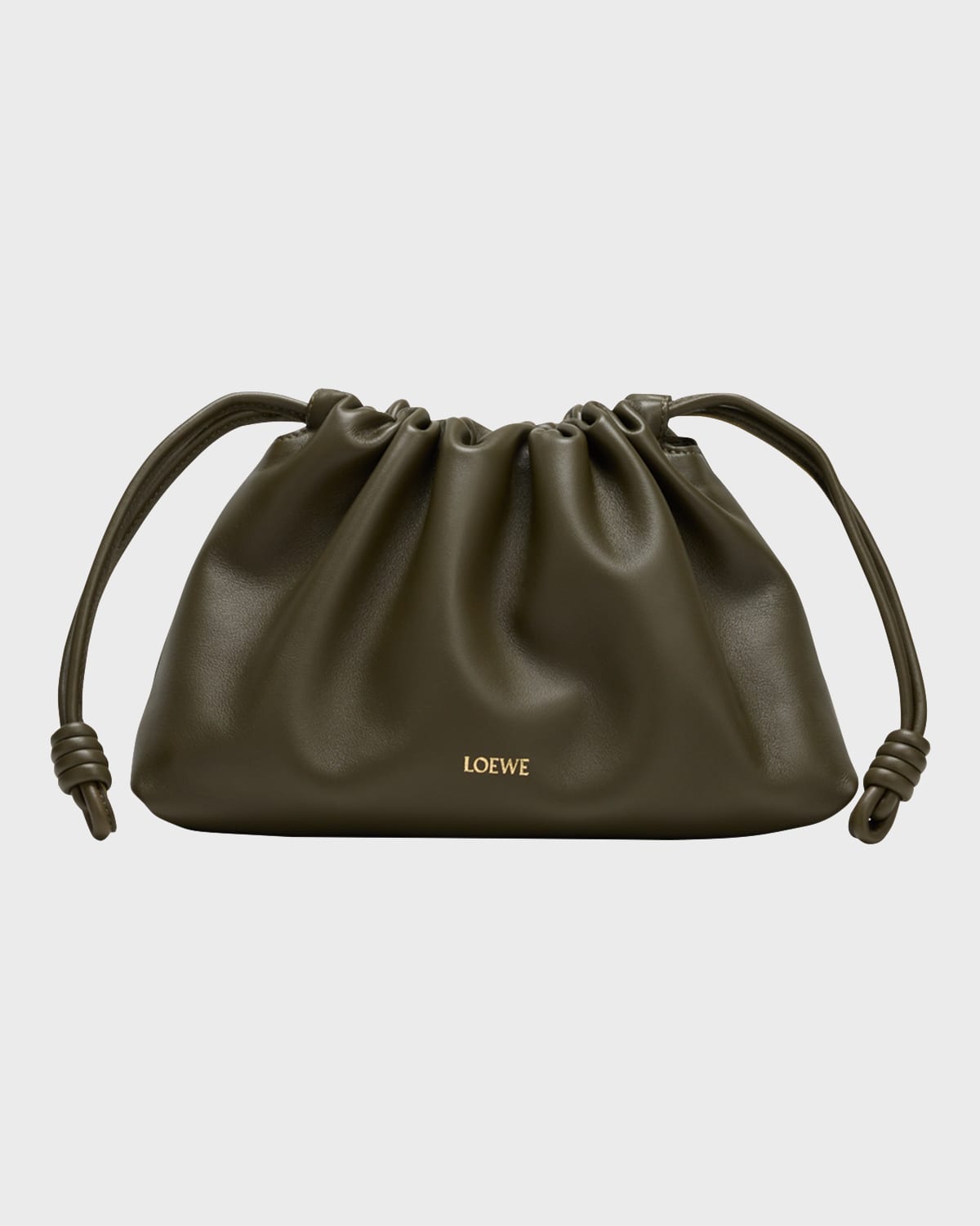 Shop Loewe Flamenco Small Crossbody Bag In Napa Leather With Detachable Chain In Dark Khaki Green