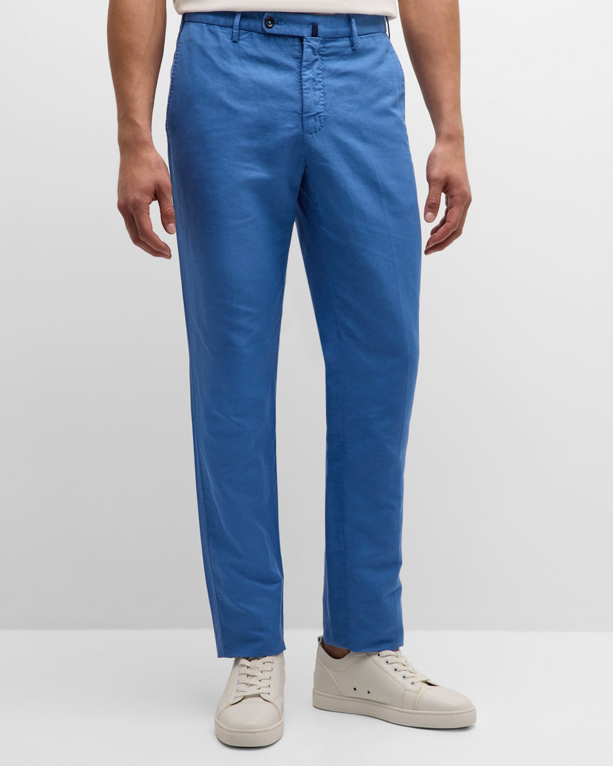 Shop Incotex Men's Washed Chinolino Pants In Celeste Blue