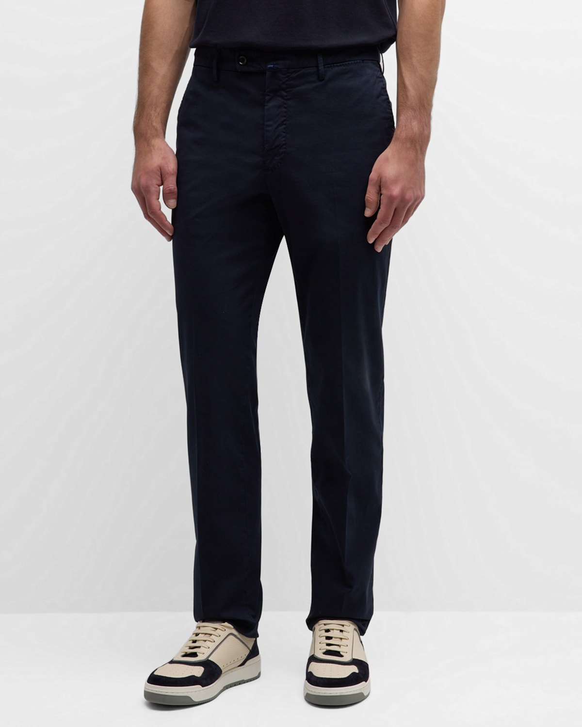 Shop Incotex Men's Textured Solid Pants In Blu Scuro