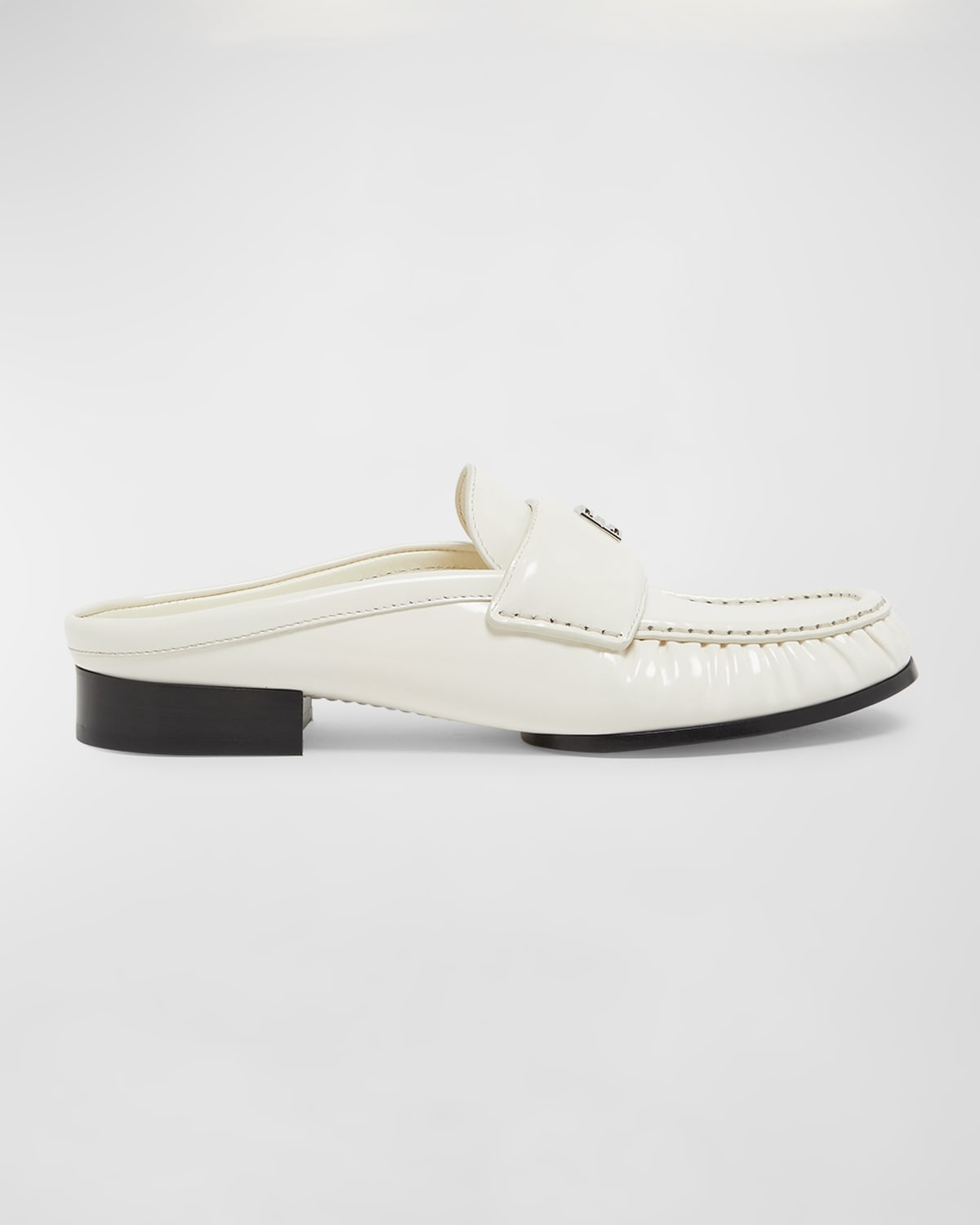 Shop Givenchy 4g Patent Leather Mule Loafers In Ivory