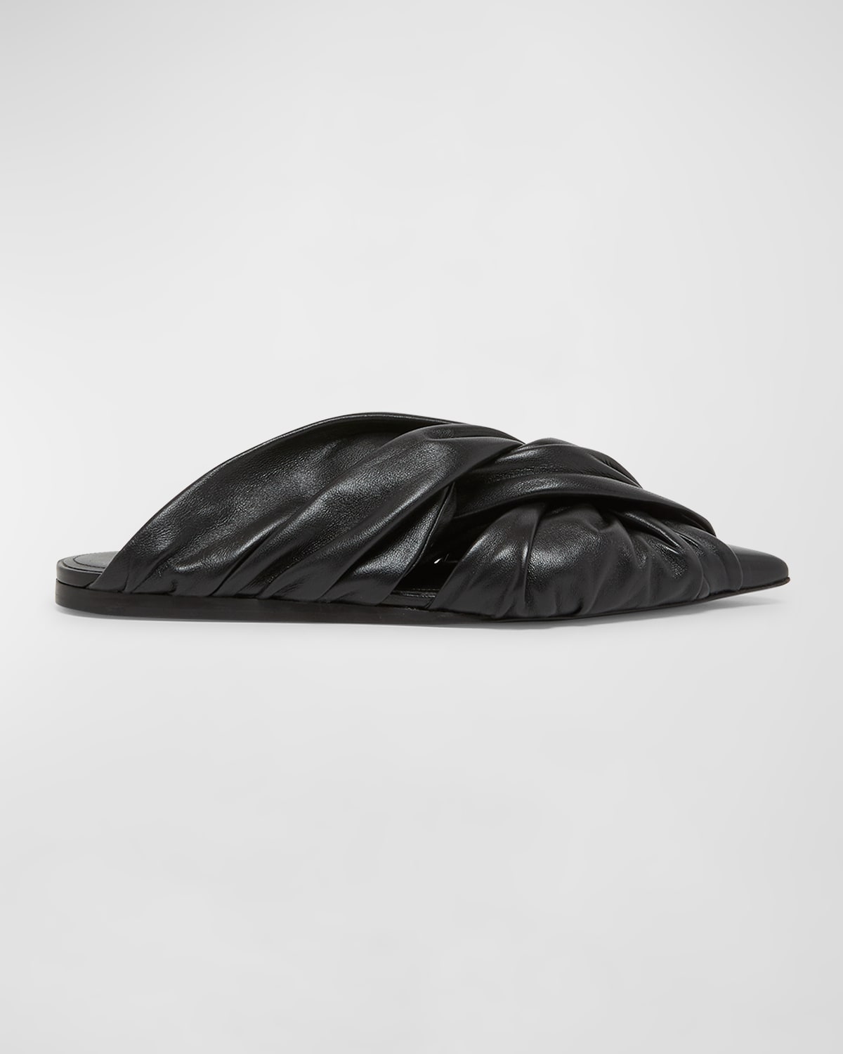 Show Twist Leather Ballerina Mules