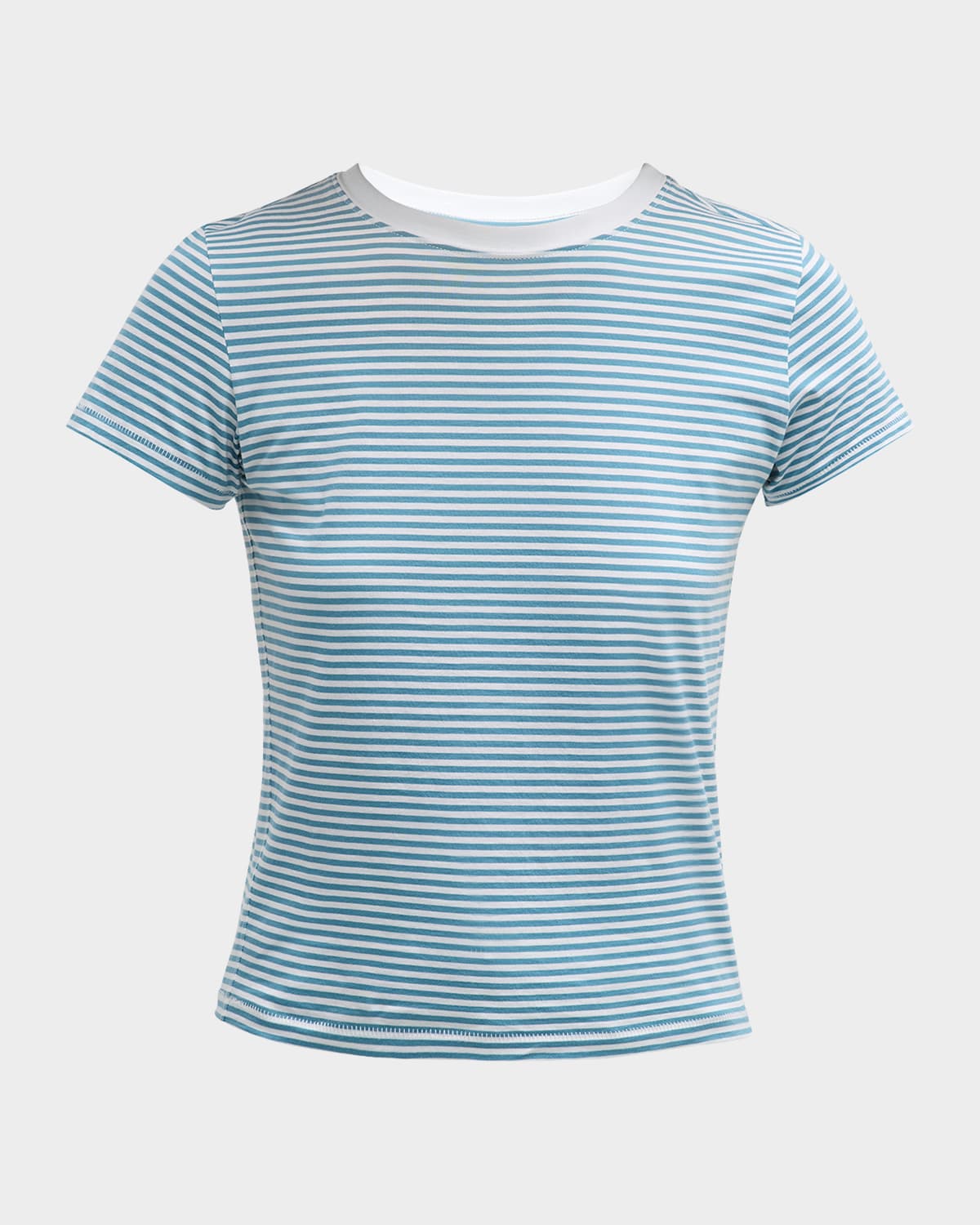 Frame Striped Crewneck Tee In Sky Blue Multi