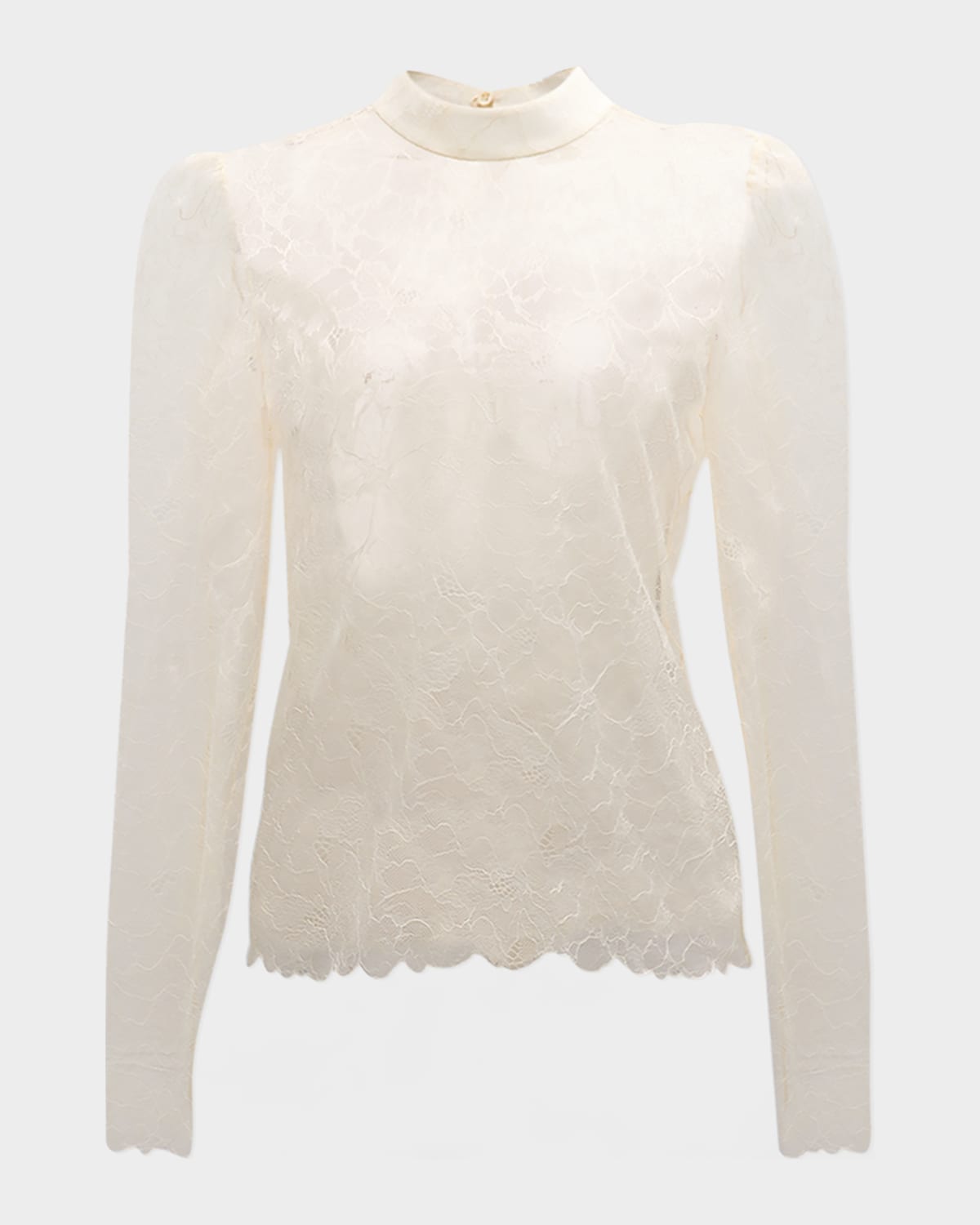 FRAME LACE MOCK-NECK BLOUSE