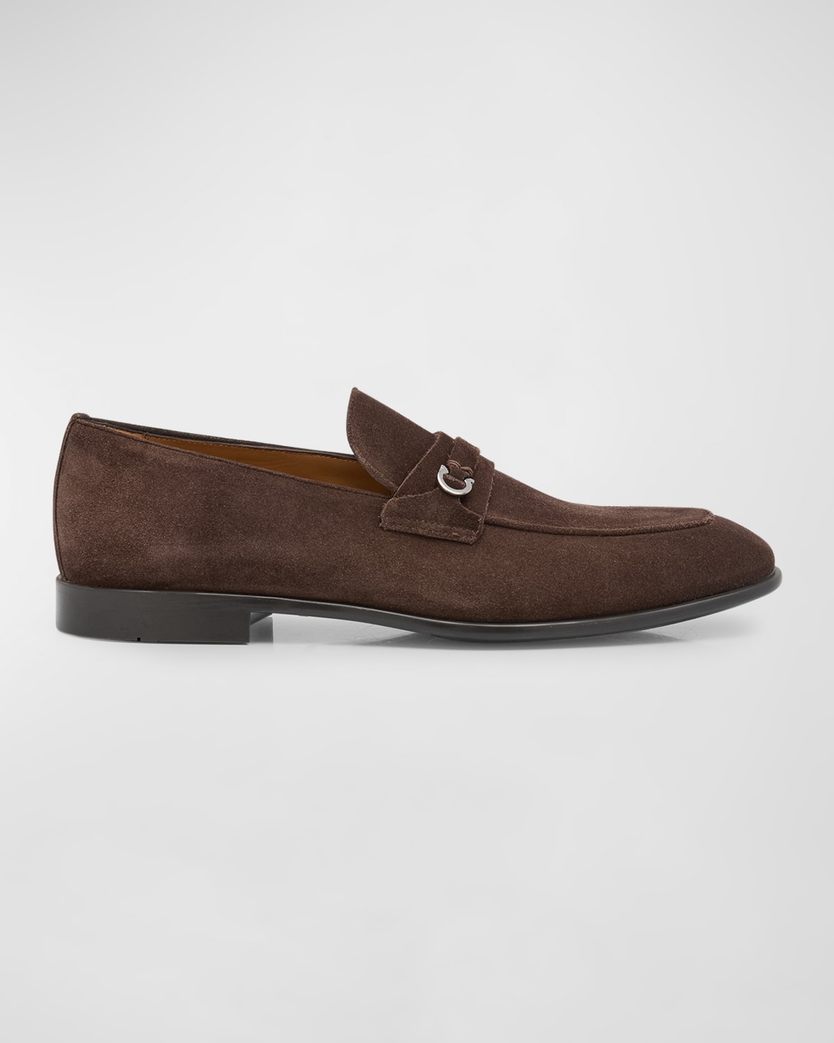 Ferragamo Men's Desio Gancio Rubber-sole Suede Loafers In Brown