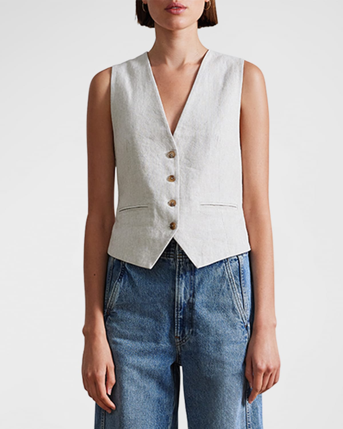 Apiece Apart Cecila Linen-blend Vest In Flax