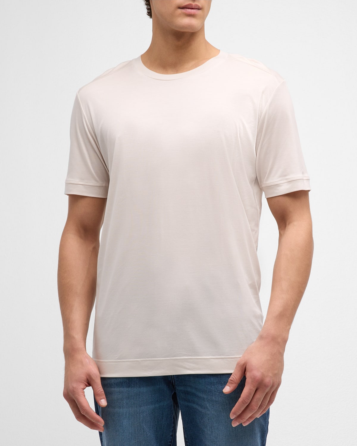 Shop Zimmerli Men's Lyocell Short-sleeve Crewneck T-shirt In Sky Blue