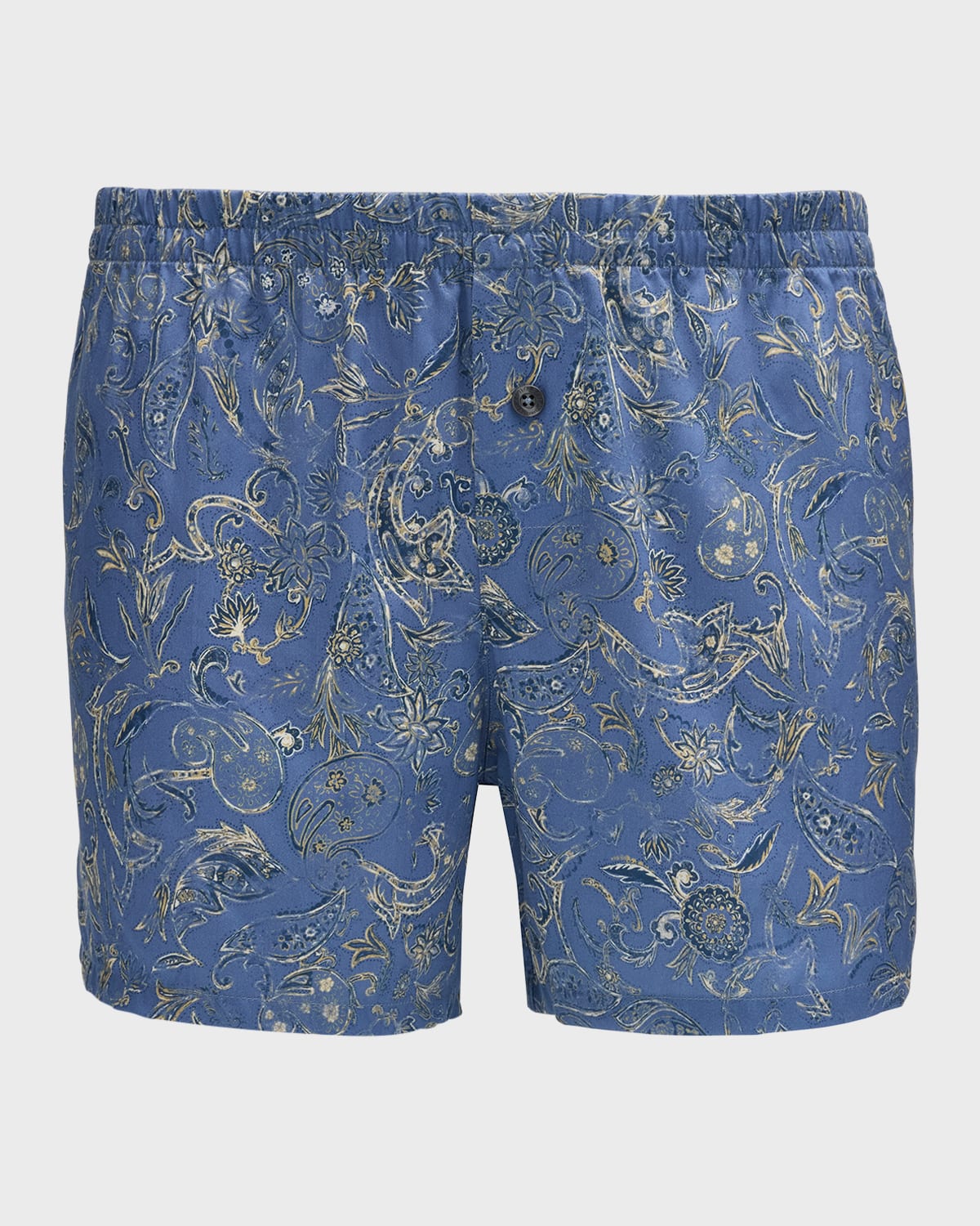 Shop Zimmerli Men's Cotton Sateen Paisley Boxer Shorts In Light Blue