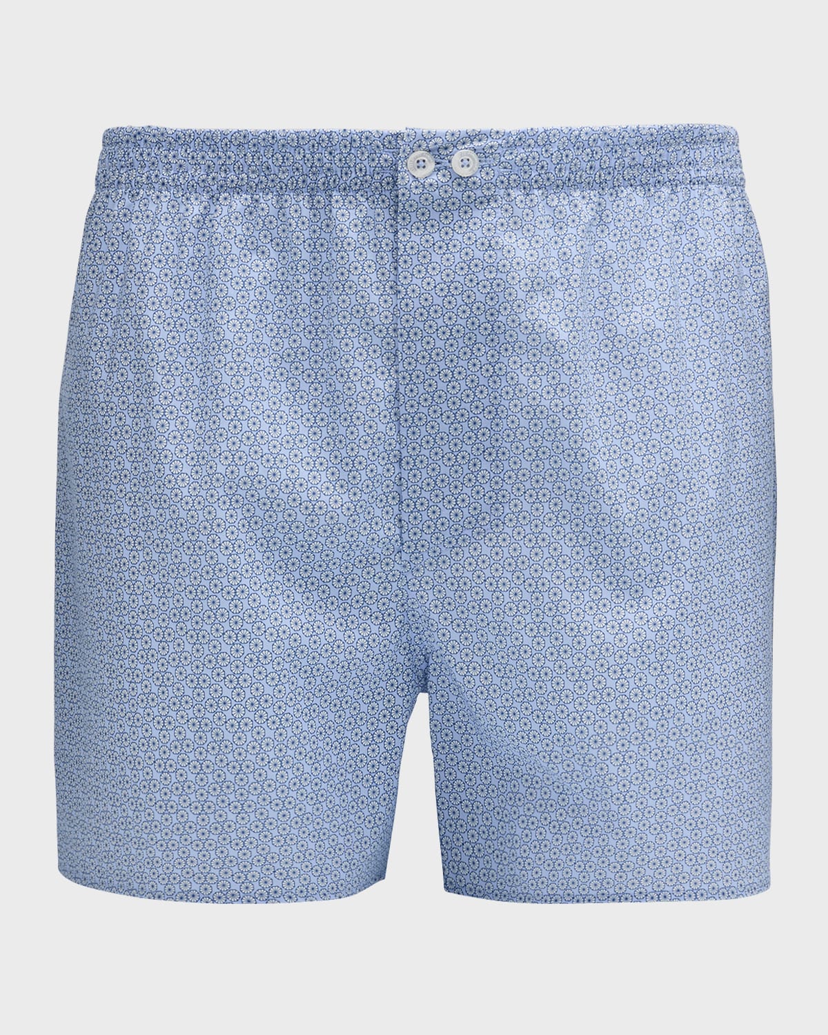 Shop Zimmerli Men's Printed Cotton Sateen Boxer Shorts In Light Blue