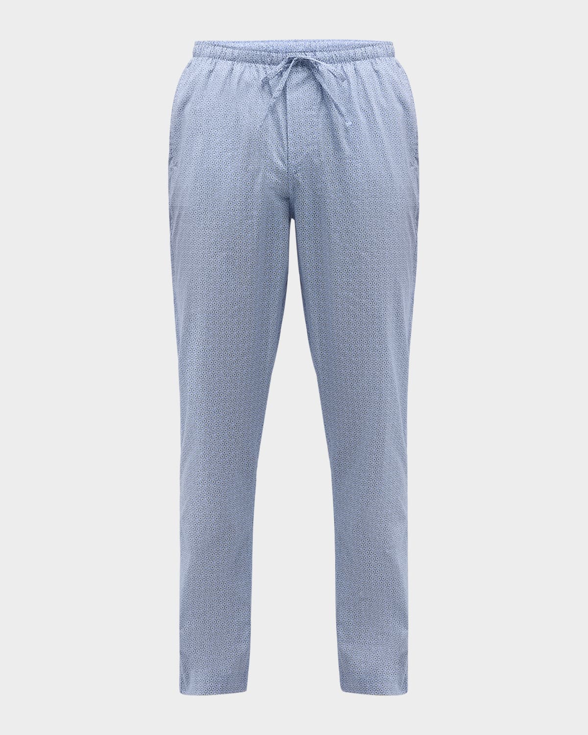 Shop Zimmerli Men's Long Geo-print Cotton Pants In Light Blue