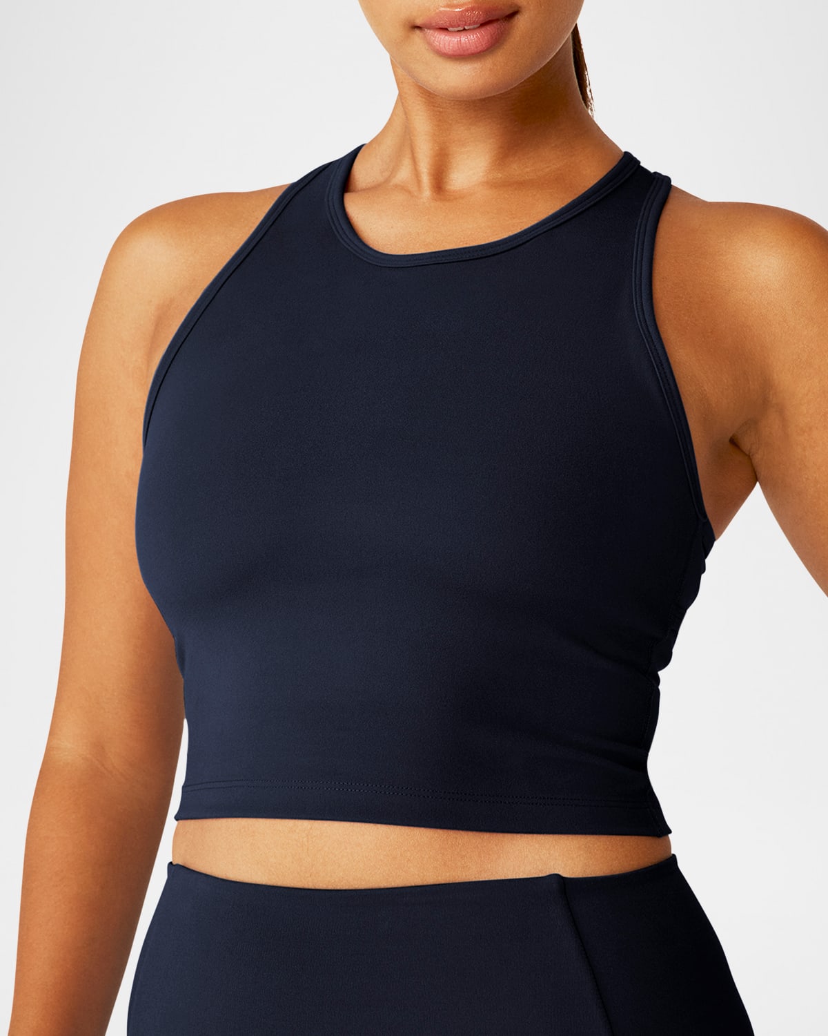 Beyond Yoga Powerbeyond Strive Cropped Tank Top In After Dark Navy