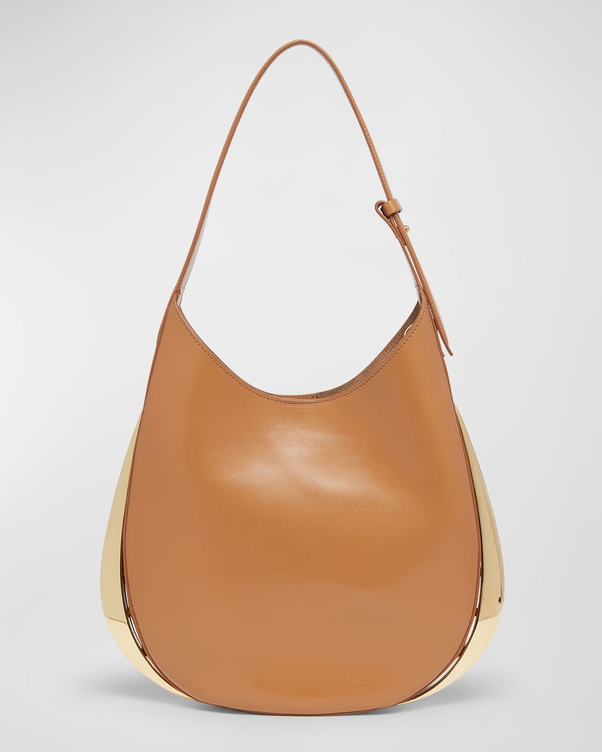 Benedetta Bruzziches Amalia Metal Leather Hobo Bag In Caramel