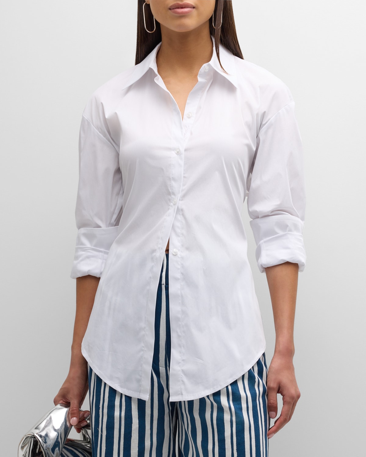 SIMONMILLER Loch Stretch Cotton Poplin Button-Front Shirt