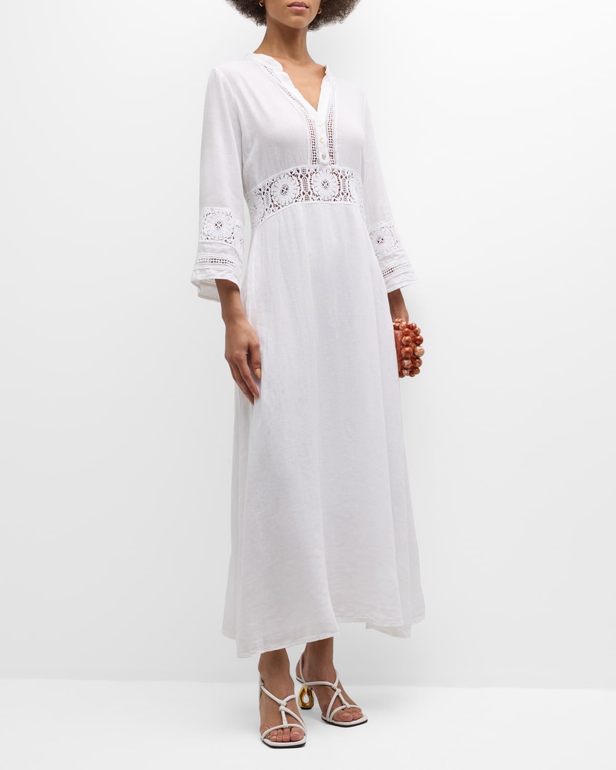 Shop Honorine Brigitte Lace-trim Maxi Dress In White