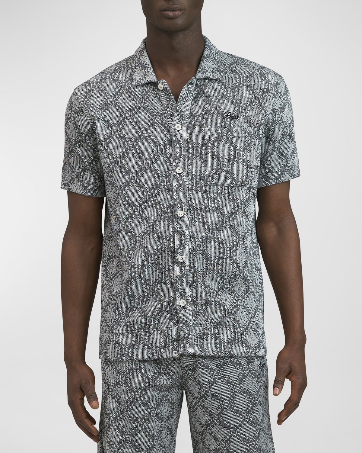 Prps Men's Beppu Geometric Button-down Shirt In Grey