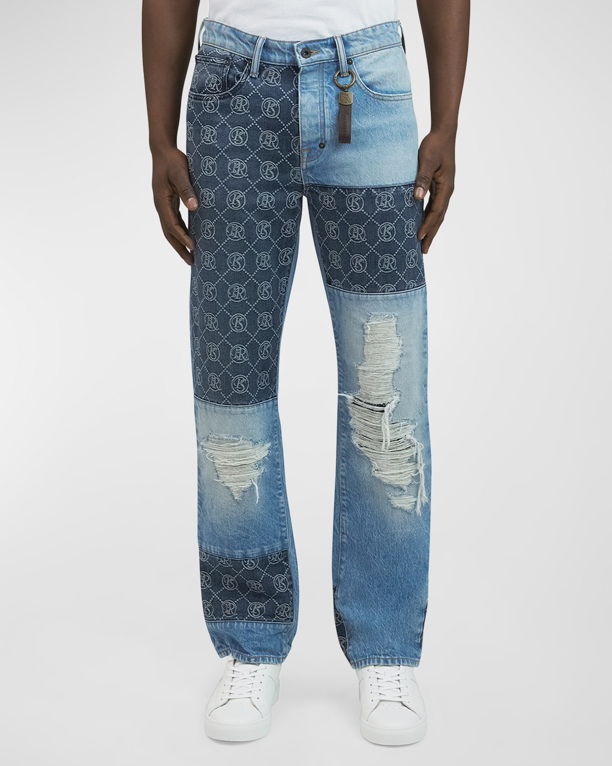 Shop Prps Men's Kure Monogram Paneled Jeans In Indigo