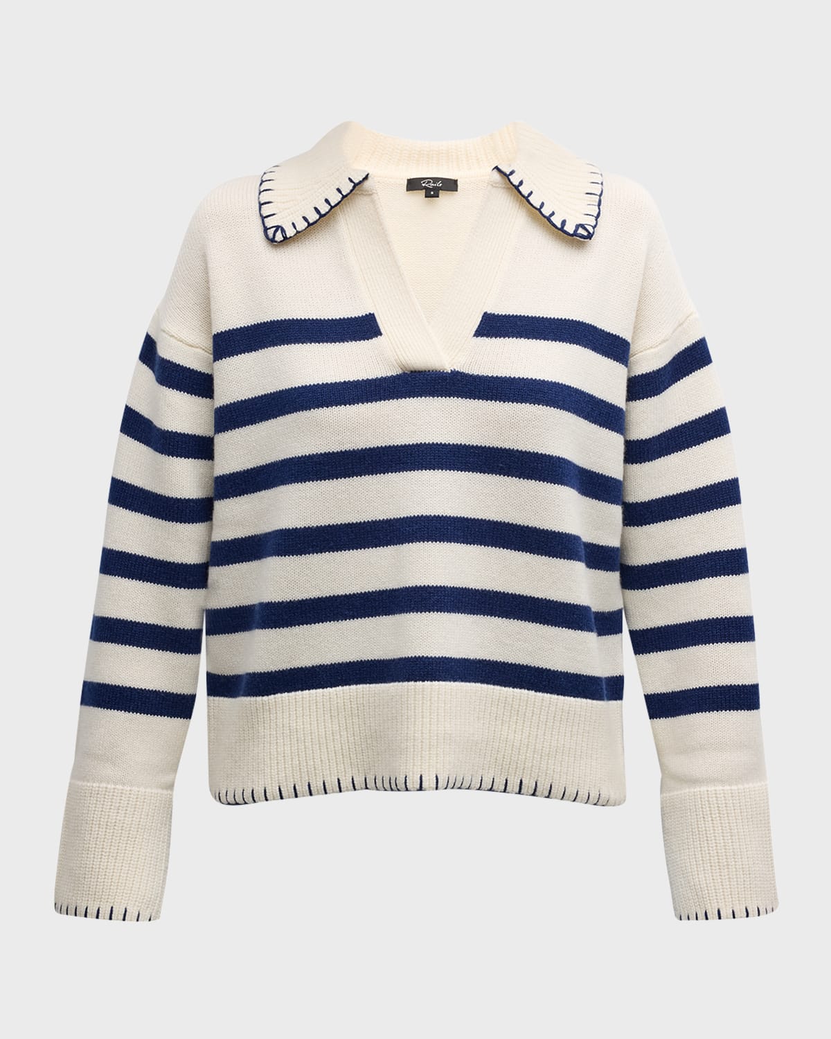 Shop Rails Athena Striped Wool Sweater In Ivory Navy Stripe