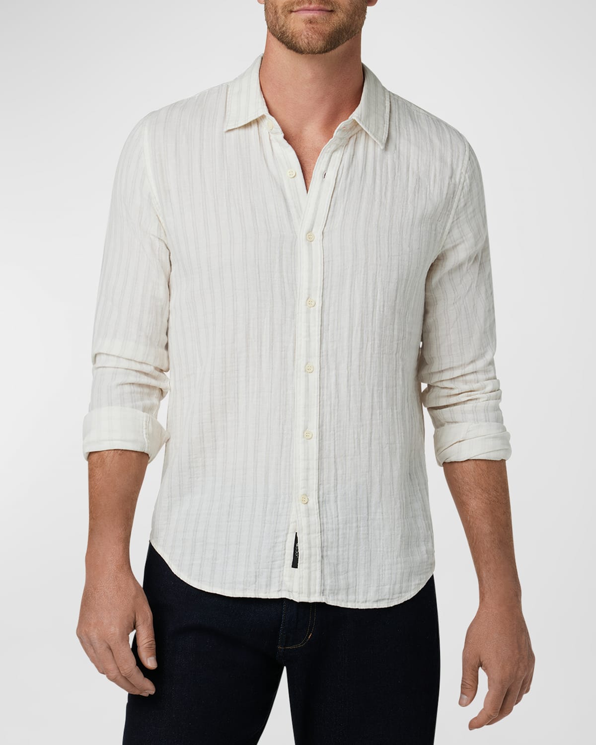 Shop Joe's Jeans Men's Theo Textured Stripe Sport Shirt In Grey Morn Stripe
