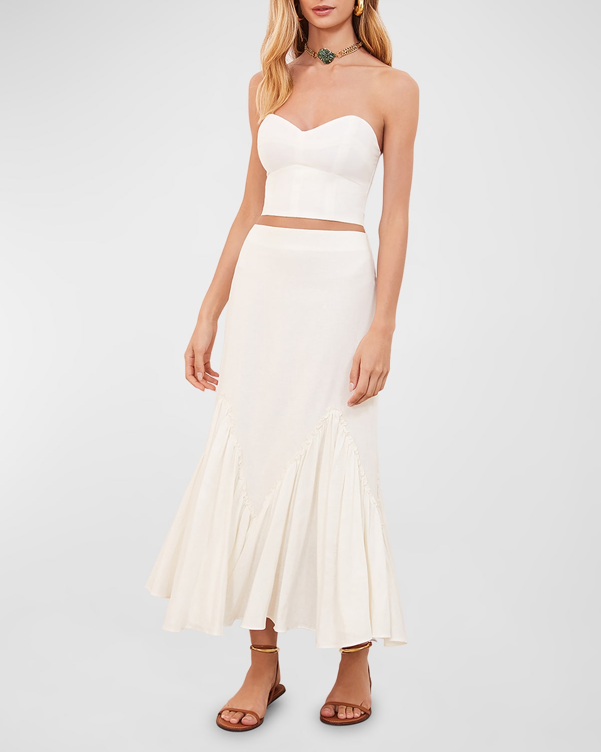 Shop Vix Solid Kerry Long Skirt In Off White