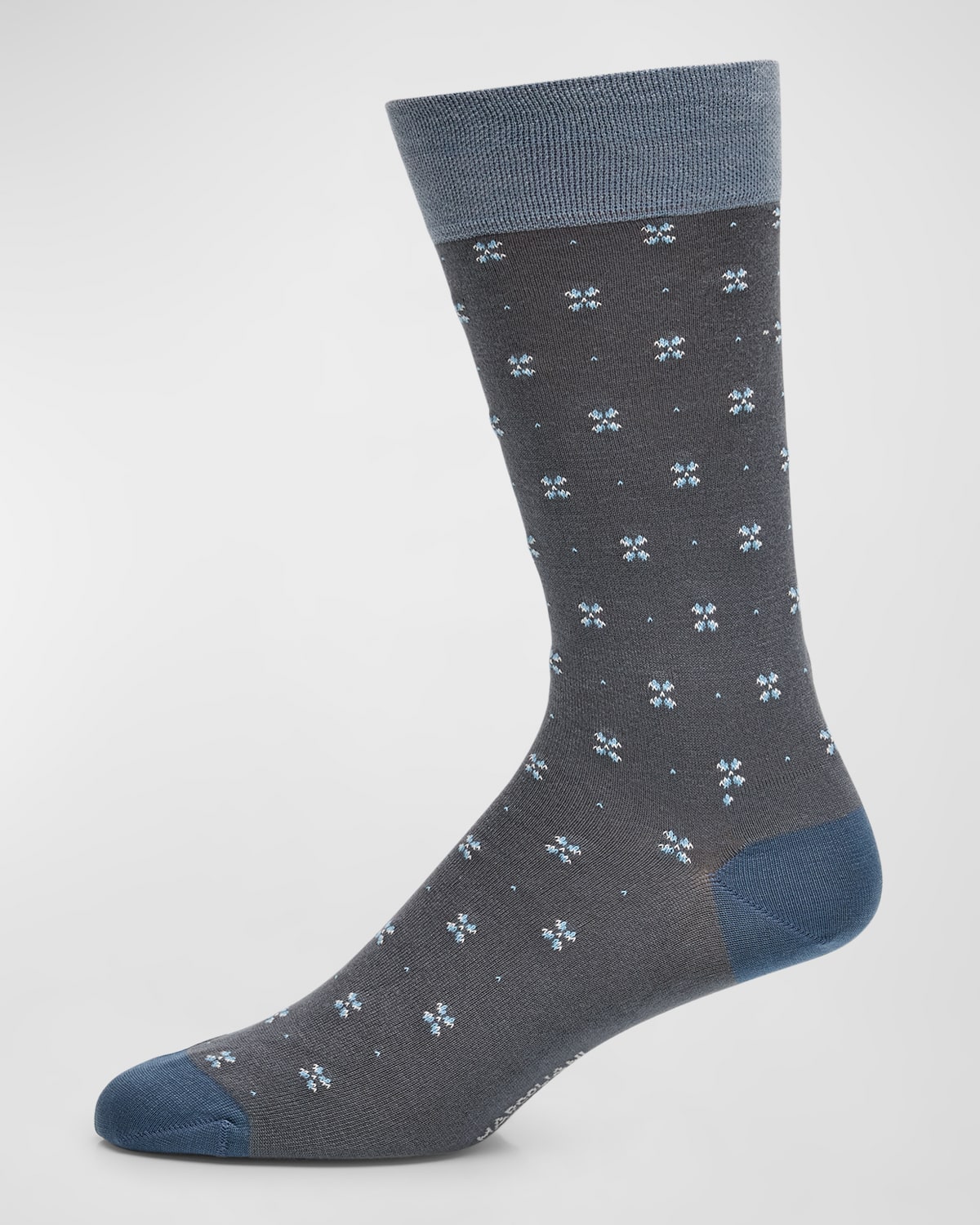 Marcoliani Men's Geometric Crew Socks In Gray