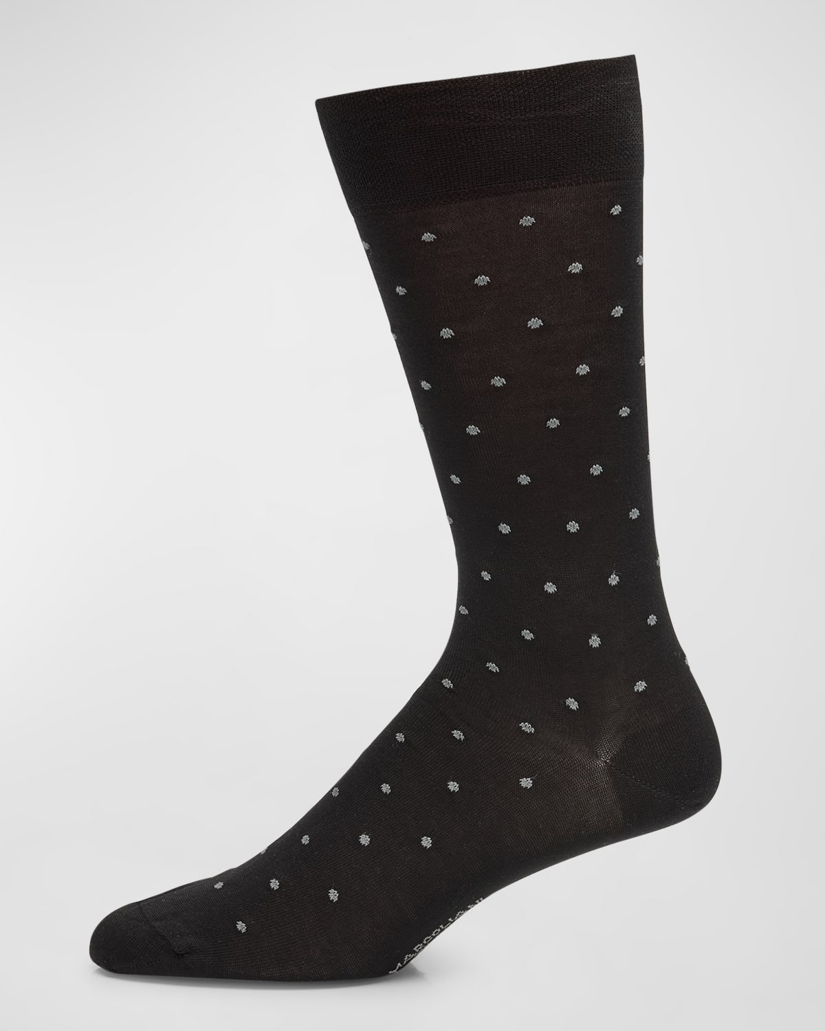 Marcoliani Men's Modal Cashmere Micro Polka Mid-calf Socks In Black