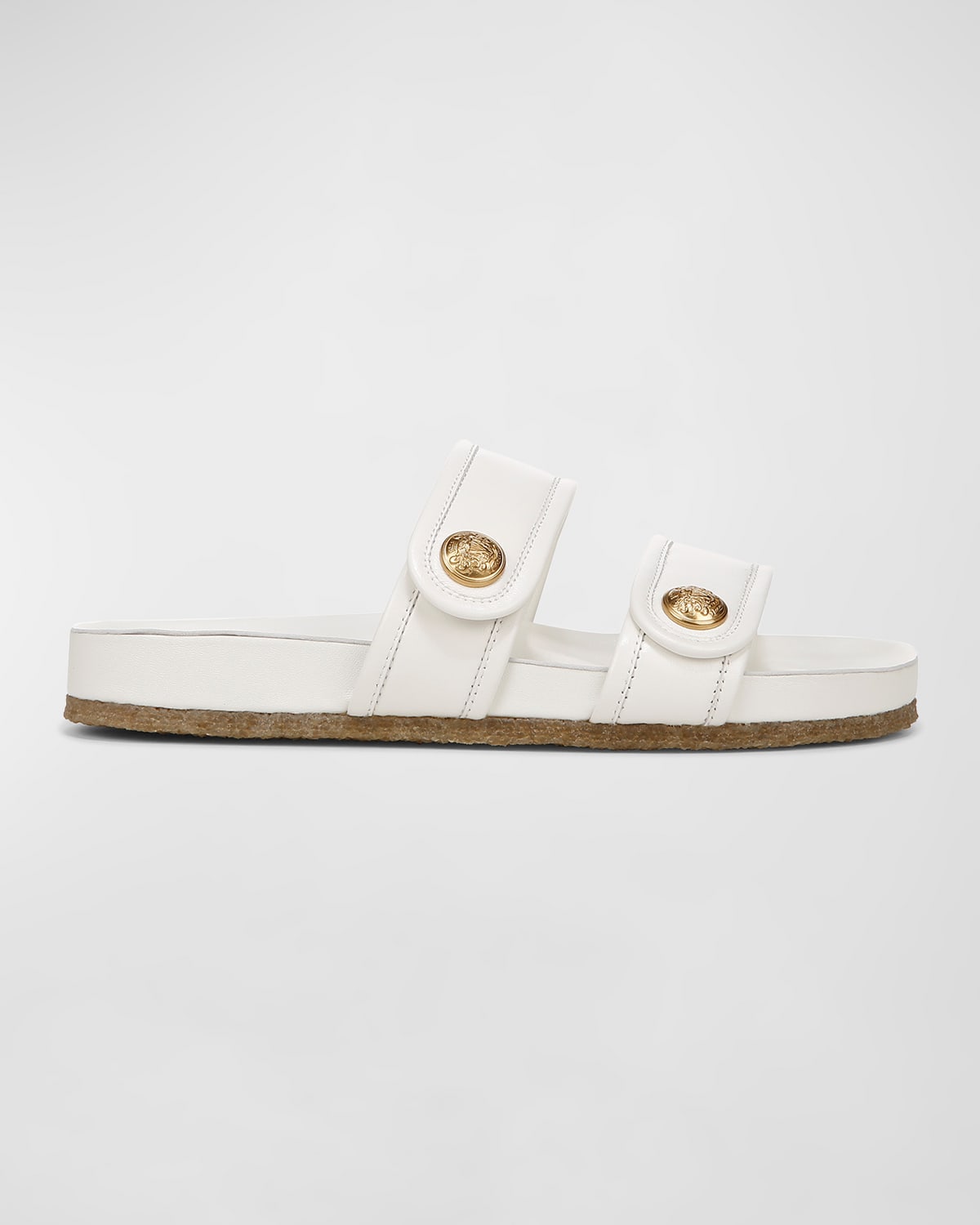 Shop Veronica Beard Percey Leather Dual Band Slide Sandals In Coconut