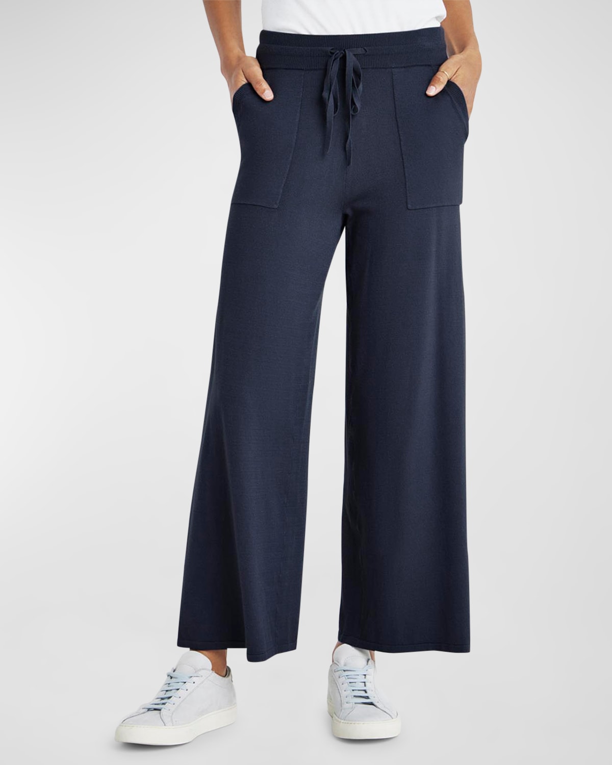 Shop Splendid Veronica Cropped Flare Sweater Pants In Navy