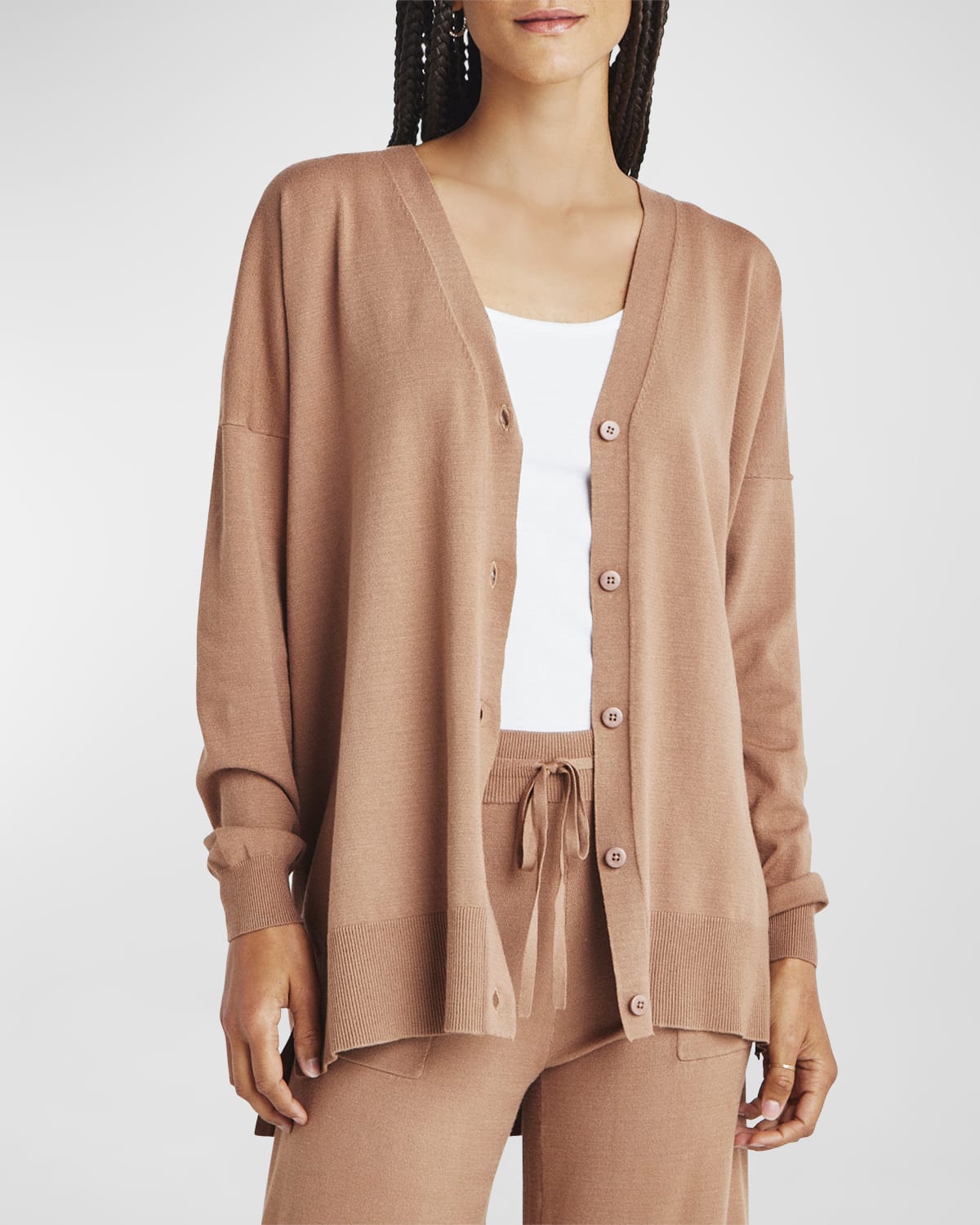 Splendid Veronica Button-front Tunic Cardigan In Macchiato