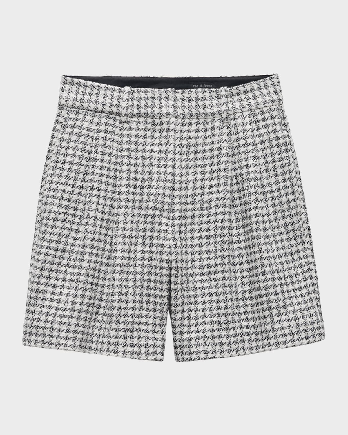 Rag & Bone Carmen Tailored Houndstooth Shorts In Blackwhite